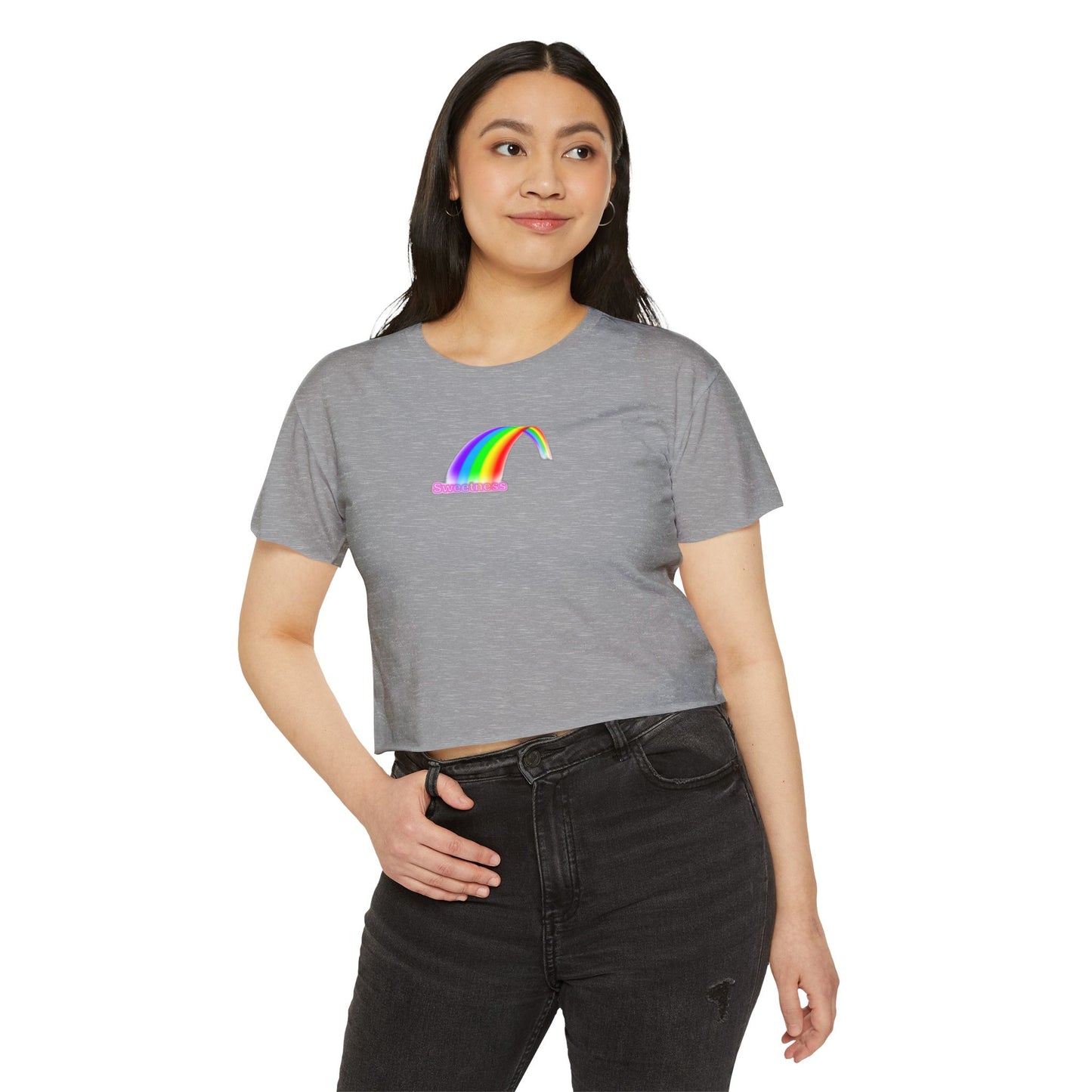 Vibrant Rainbow Women's Festival Crop Top, LGBTQ Pride Shirt, Summer Concert Tee, Boho Chic Clothing, Cute Graphic Top