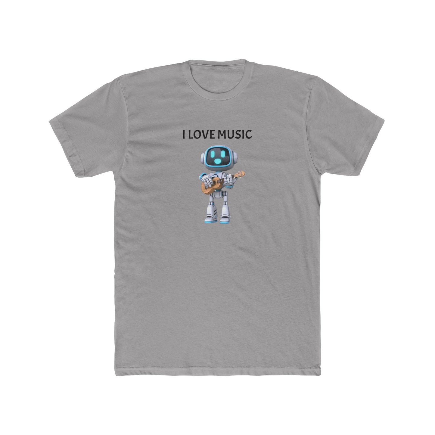 I Love Music Robot Man - Unisex Cotton Crew Tee