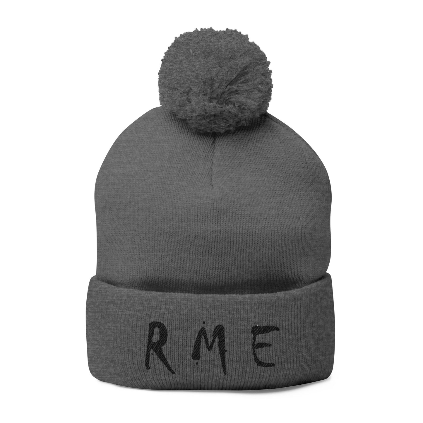 Cozy RME Pom-Pom Knit Cap - Stylish Winter Beanie, Custom Embroidery, Perfect for Gifts, Warm Accessories, Christmas, Outdoor Adventures