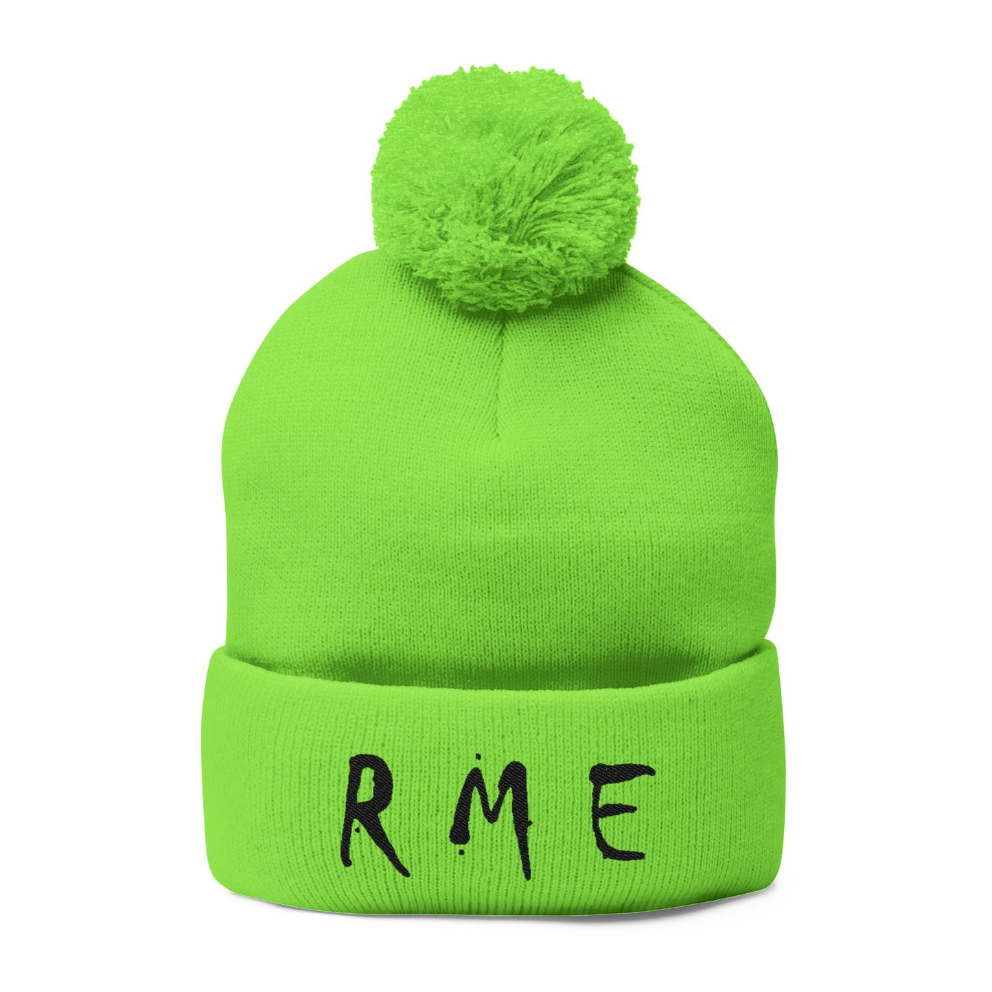 Cozy RME Pom-Pom Knit Cap - Stylish Winter Beanie, Custom Embroidery, Perfect for Gifts, Warm Accessories, Christmas, Outdoor Adventures