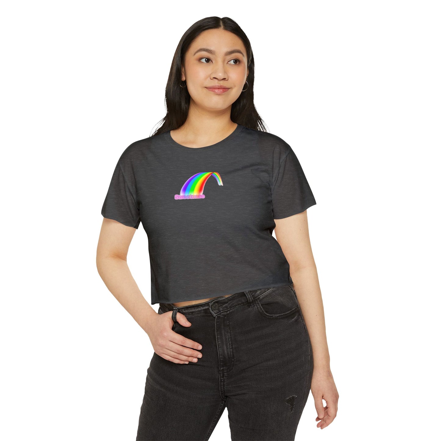 Vibrant Rainbow Women's Festival Crop Top, LGBTQ Pride Shirt, Summer Concert Tee, Boho Chic Clothing, Cute Graphic Top