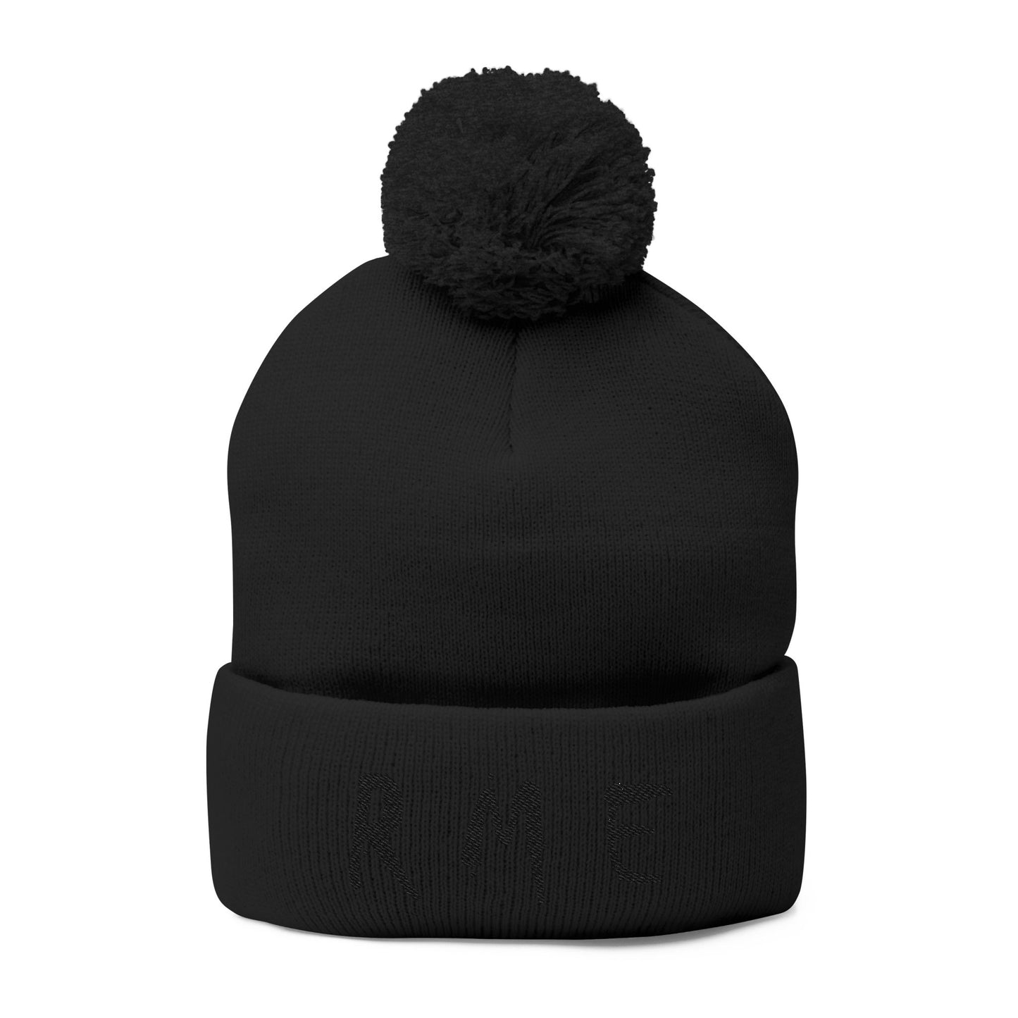 Cozy RME Pom-Pom Knit Cap - Stylish Winter Beanie, Custom Embroidery, Perfect for Gifts, Warm Accessories, Christmas, Outdoor Adventures