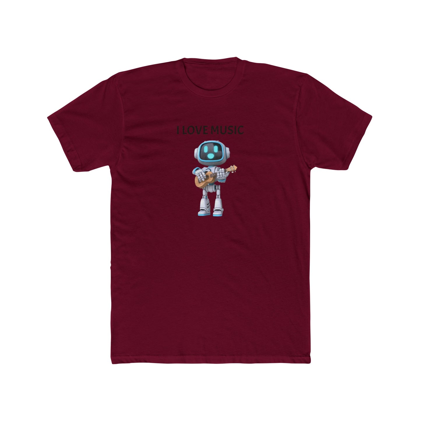 I Love Music Robot Man - Unisex Cotton Crew Tee