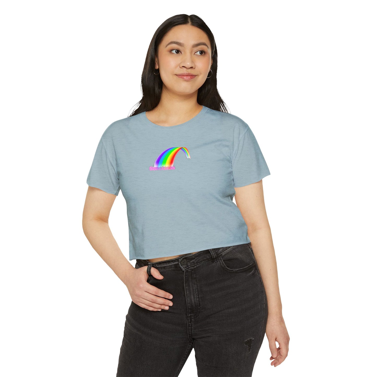 Vibrant Rainbow Women's Festival Crop Top, LGBTQ Pride Shirt, Summer Concert Tee, Boho Chic Clothing, Cute Graphic Top