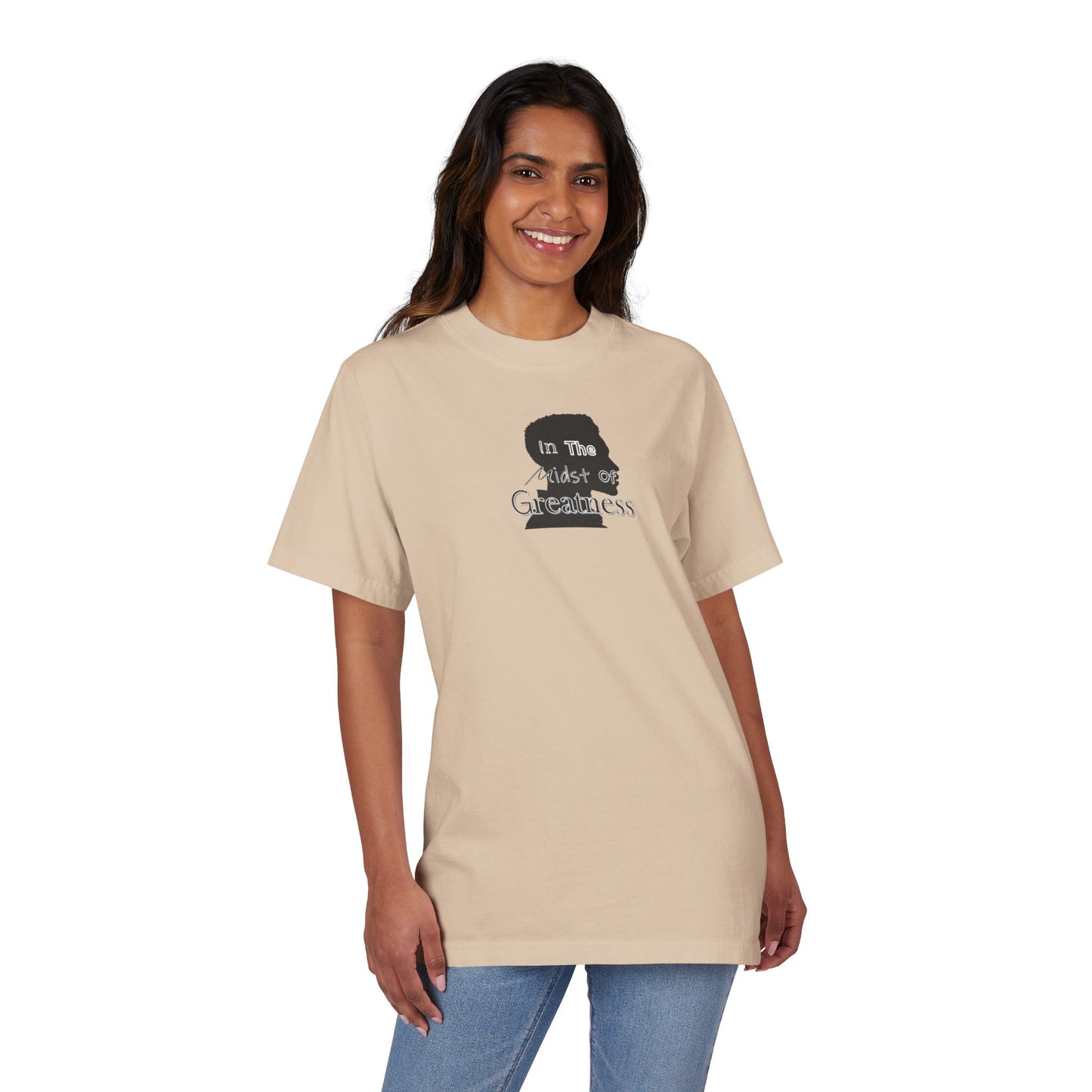 In The Midst Of Greatness Silhouette Tee, Unisex Drop-Shoulder Top, Graphic Shirt, Inspirational Clothing, Vintage Feel Apparel