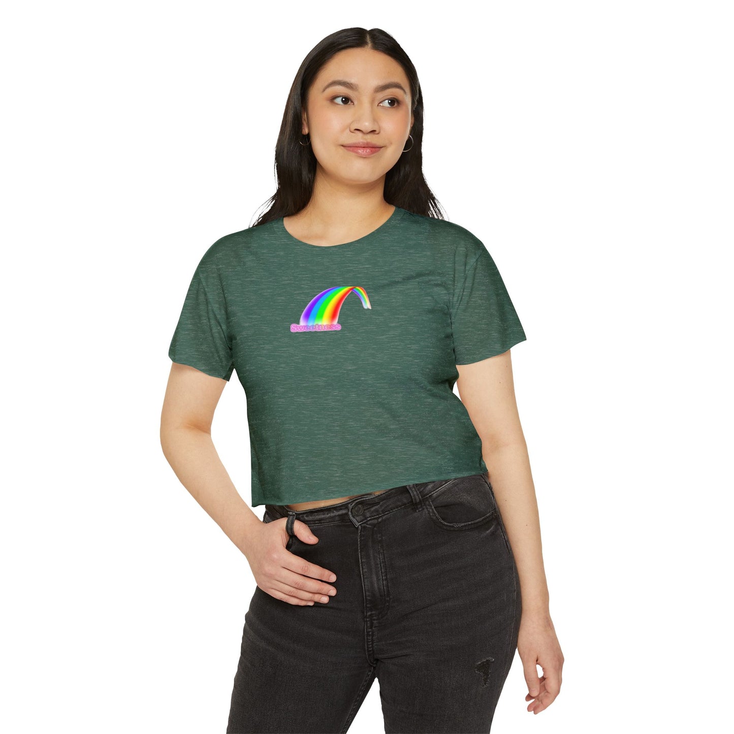 Vibrant Rainbow Women's Festival Crop Top, LGBTQ Pride Shirt, Summer Concert Tee, Boho Chic Clothing, Cute Graphic Top