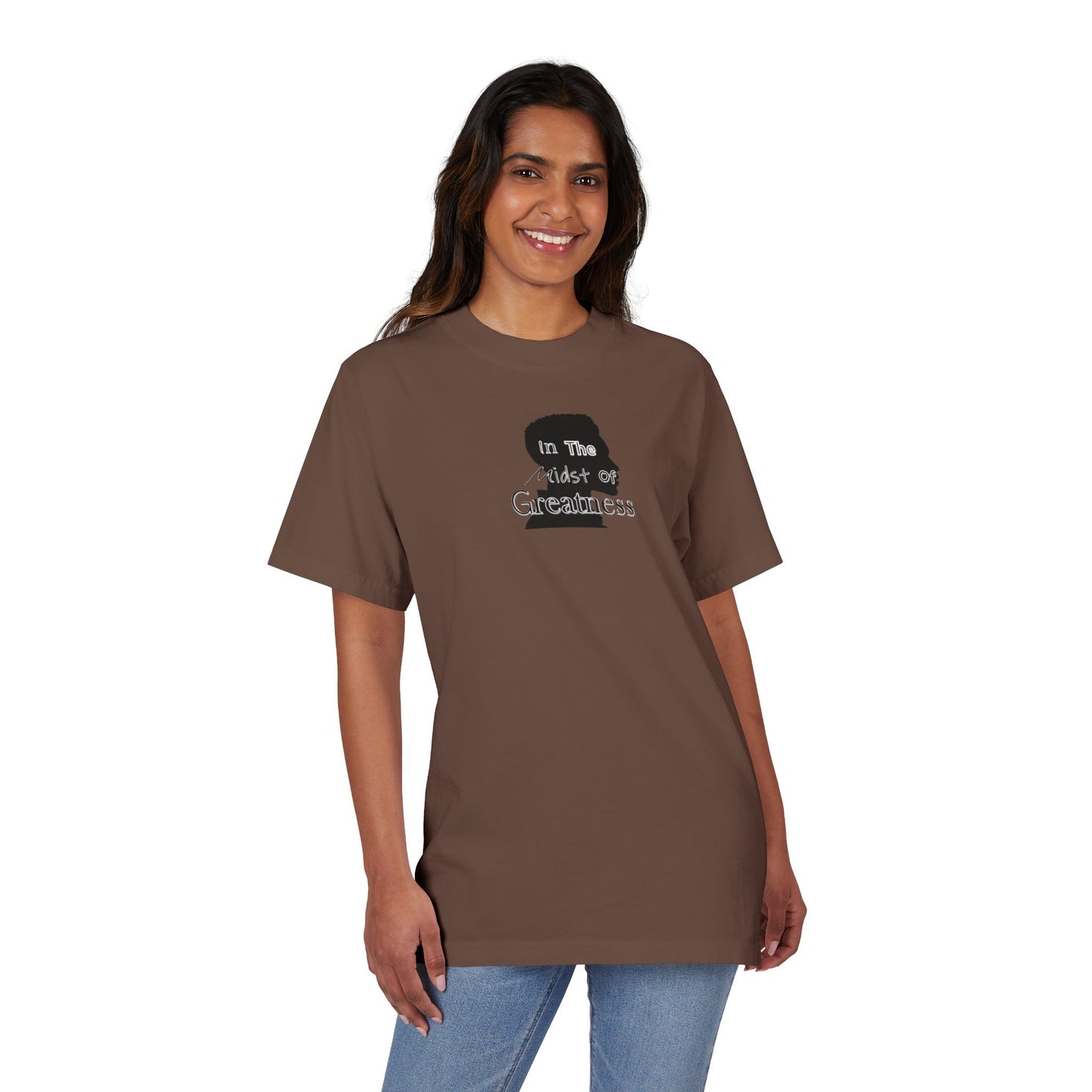 In The Midst Of Greatness Silhouette Tee, Unisex Drop-Shoulder Top, Graphic Shirt, Inspirational Clothing, Vintage Feel Apparel