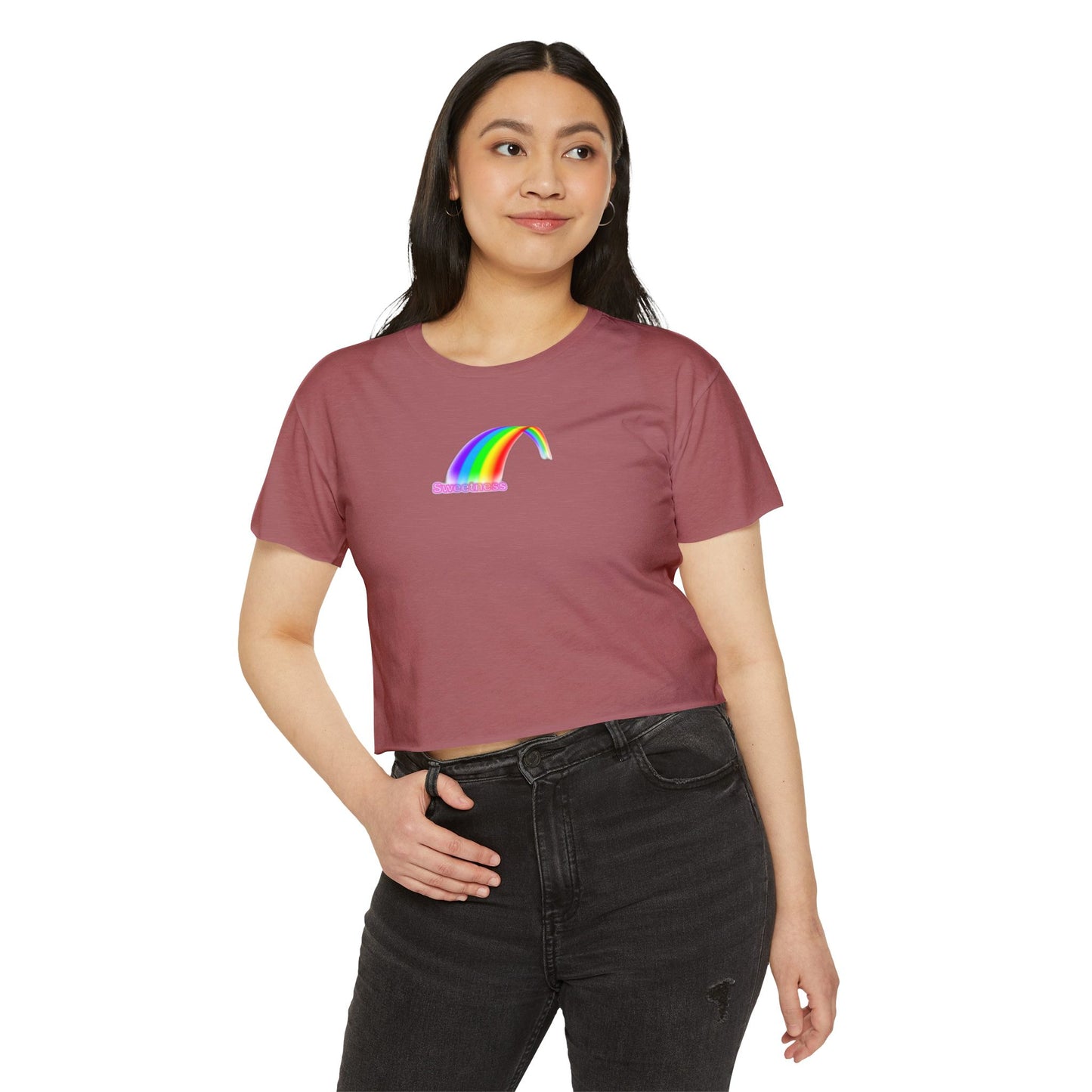 Vibrant Rainbow Women's Festival Crop Top, LGBTQ Pride Shirt, Summer Concert Tee, Boho Chic Clothing, Cute Graphic Top