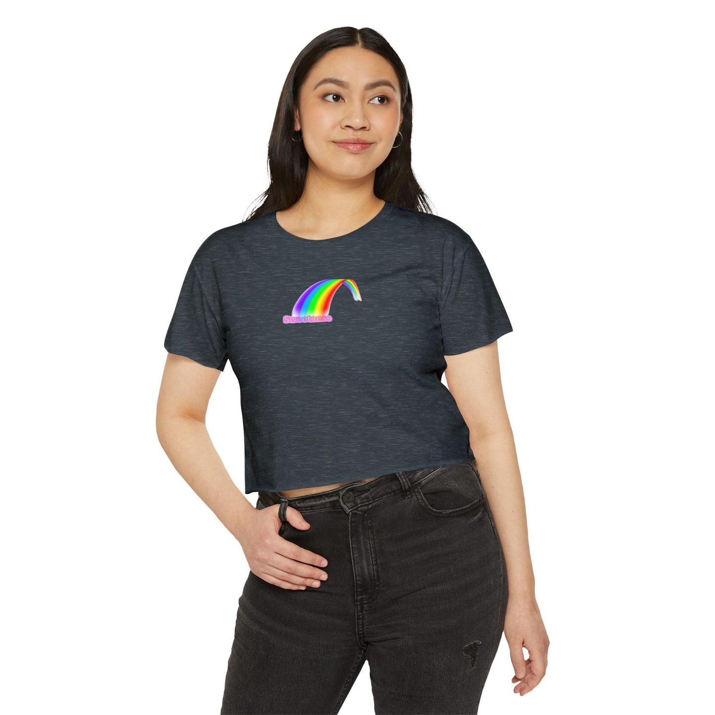 Vibrant Rainbow Women's Festival Crop Top, LGBTQ Pride Shirt, Summer Concert Tee, Boho Chic Clothing, Cute Graphic Top