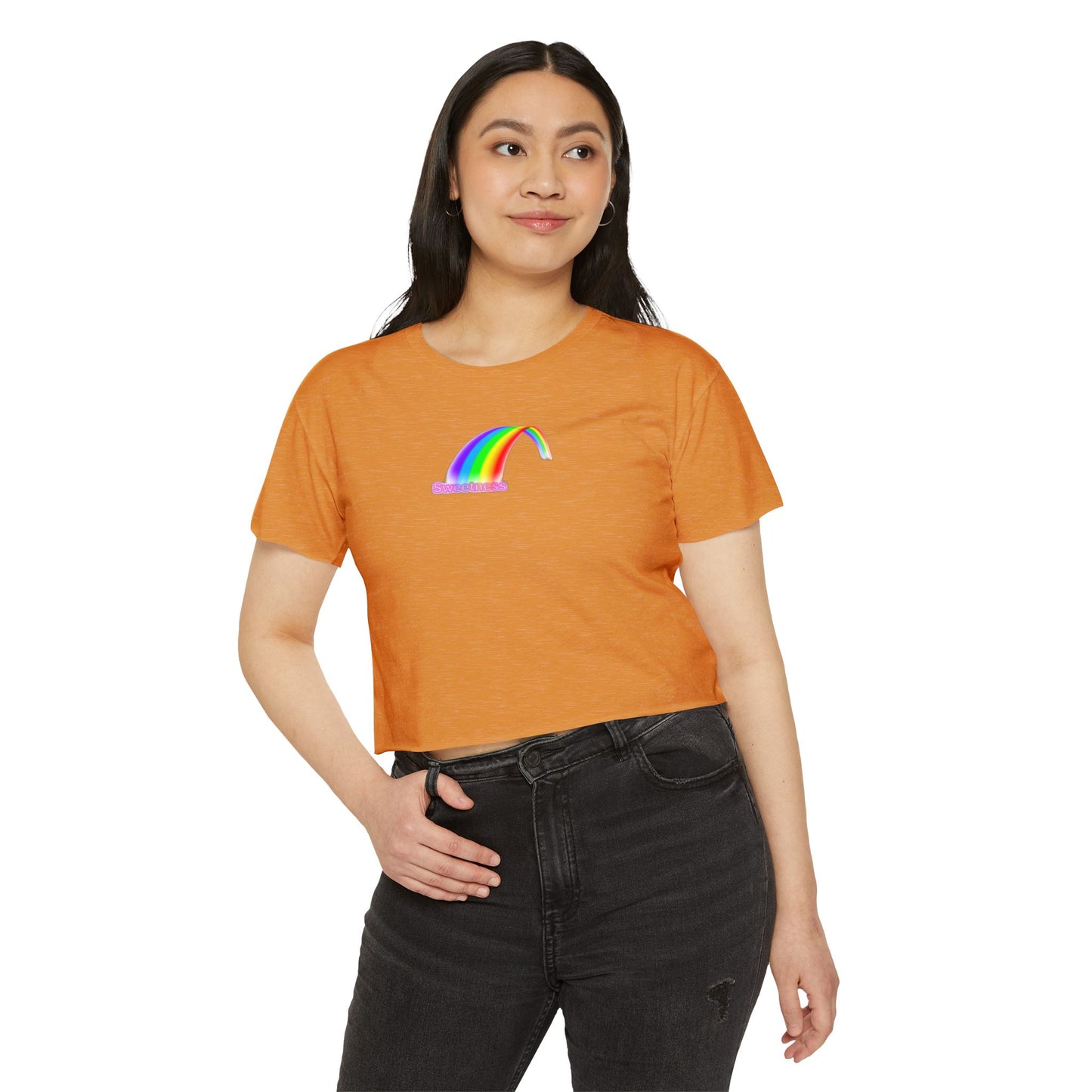 Vibrant Rainbow Women's Festival Crop Top, LGBTQ Pride Shirt, Summer Concert Tee, Boho Chic Clothing, Cute Graphic Top