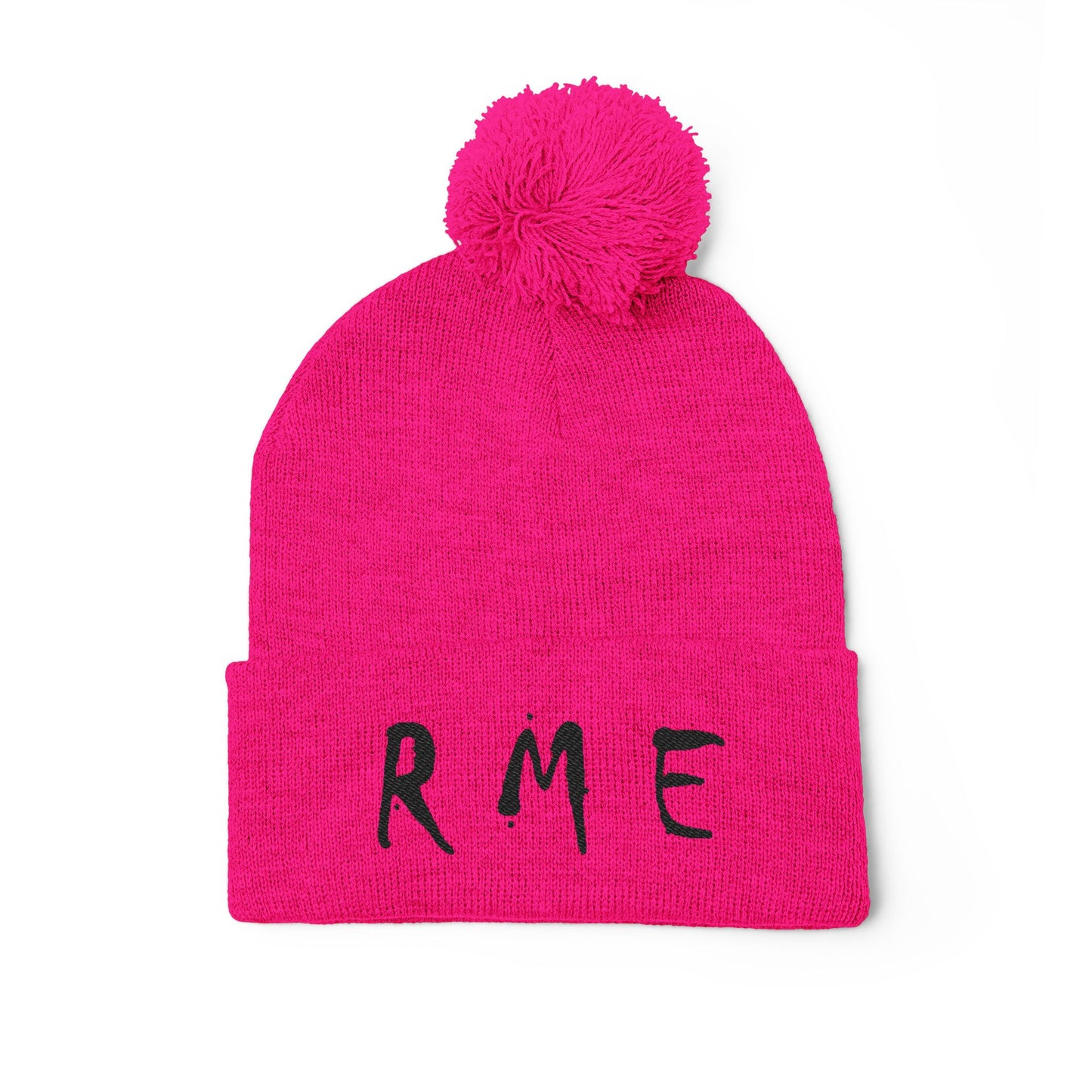 Cozy RME Pom-Pom Knit Cap - Stylish Winter Beanie, Custom Embroidery, Perfect for Gifts, Warm Accessories, Christmas, Outdoor Adventures