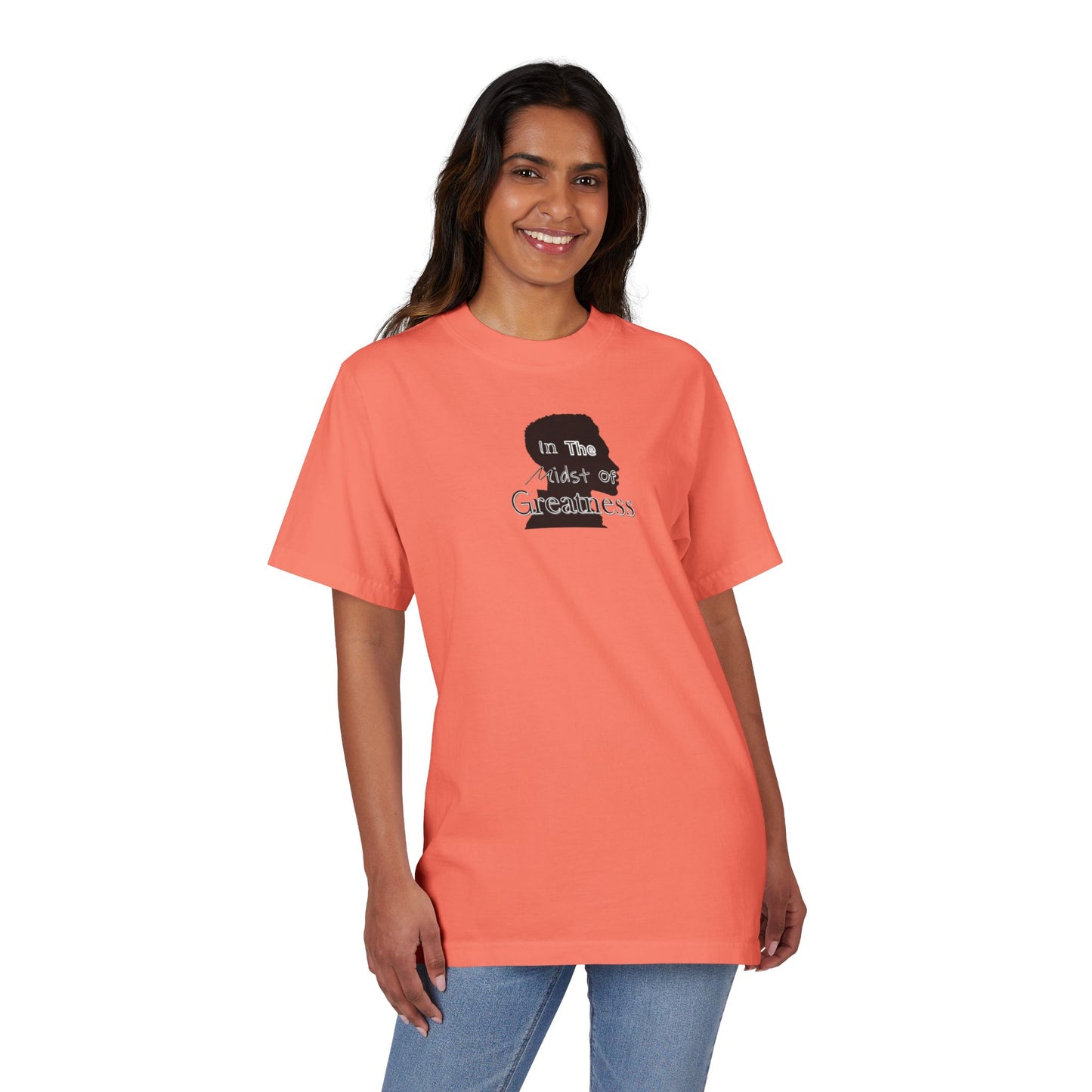 In The Midst Of Greatness Silhouette Tee, Unisex Drop-Shoulder Top, Graphic Shirt, Inspirational Clothing, Vintage Feel Apparel