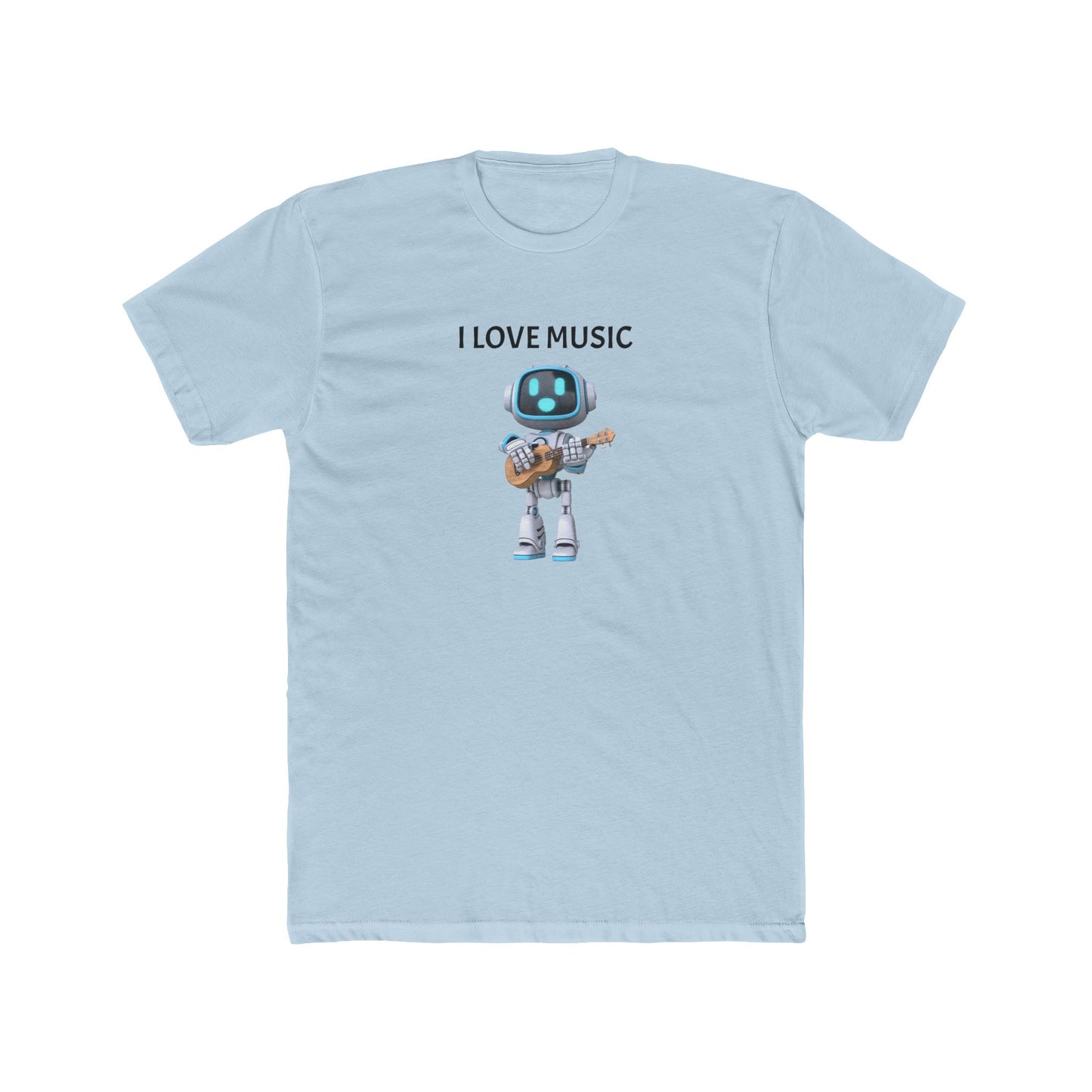 I Love Music Robot Man - Unisex Cotton Crew Tee