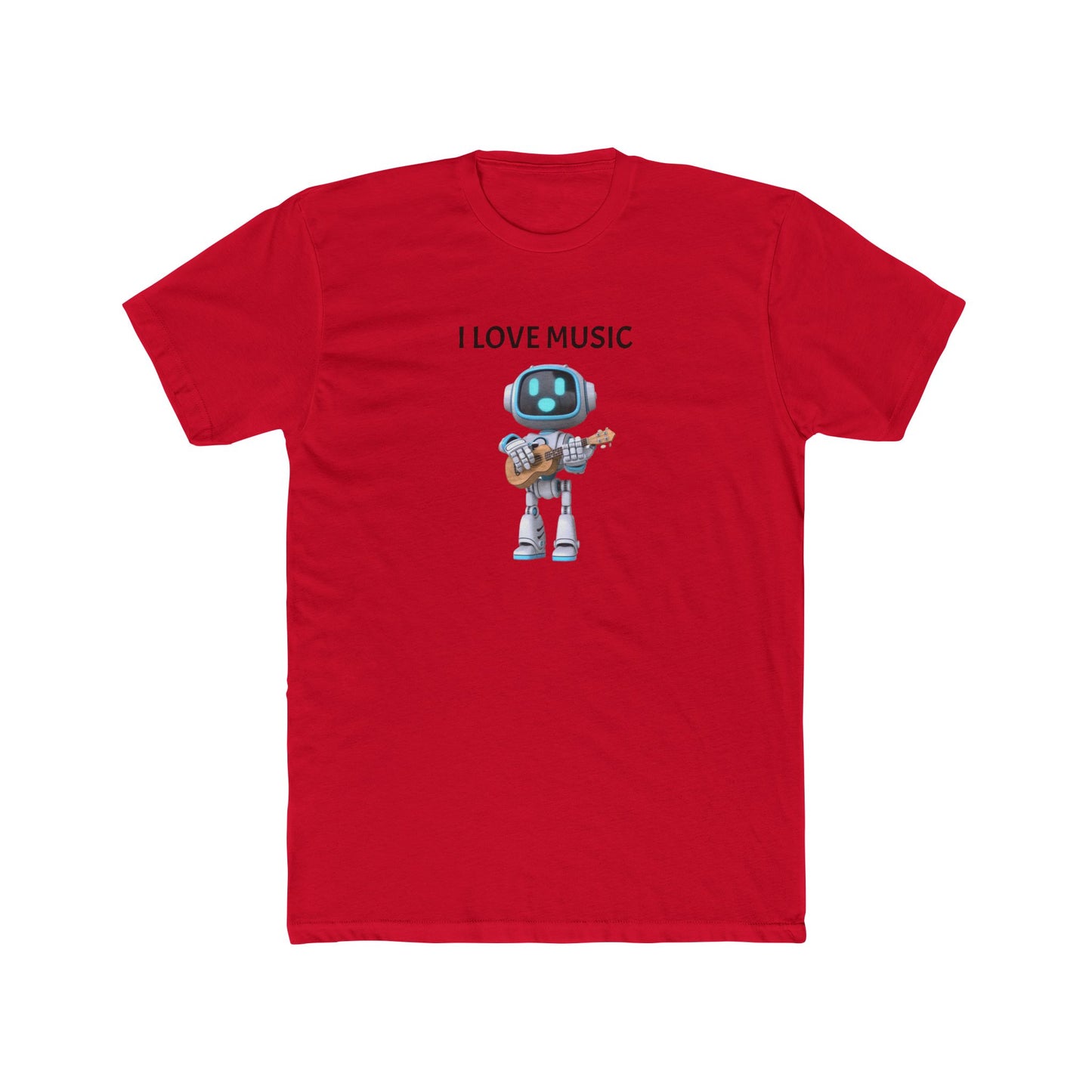 I Love Music Robot Man - Unisex Cotton Crew Tee