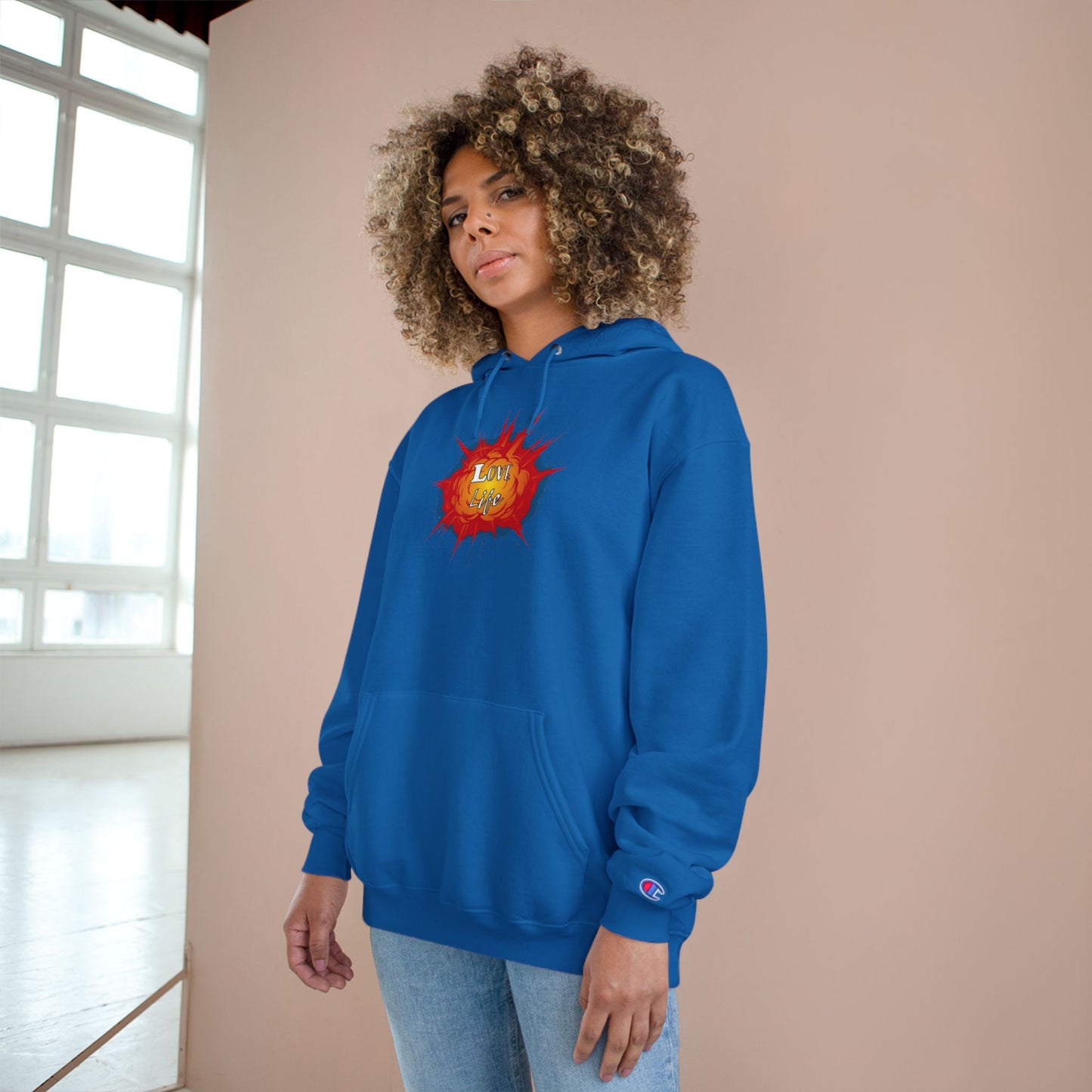 Love Life Explosion Champion Hoodie, Love Life Hoodie, Positive Vibes Sweatshirt, Inspirational Jumper, Motivational Hoodie, Cozy Champion
