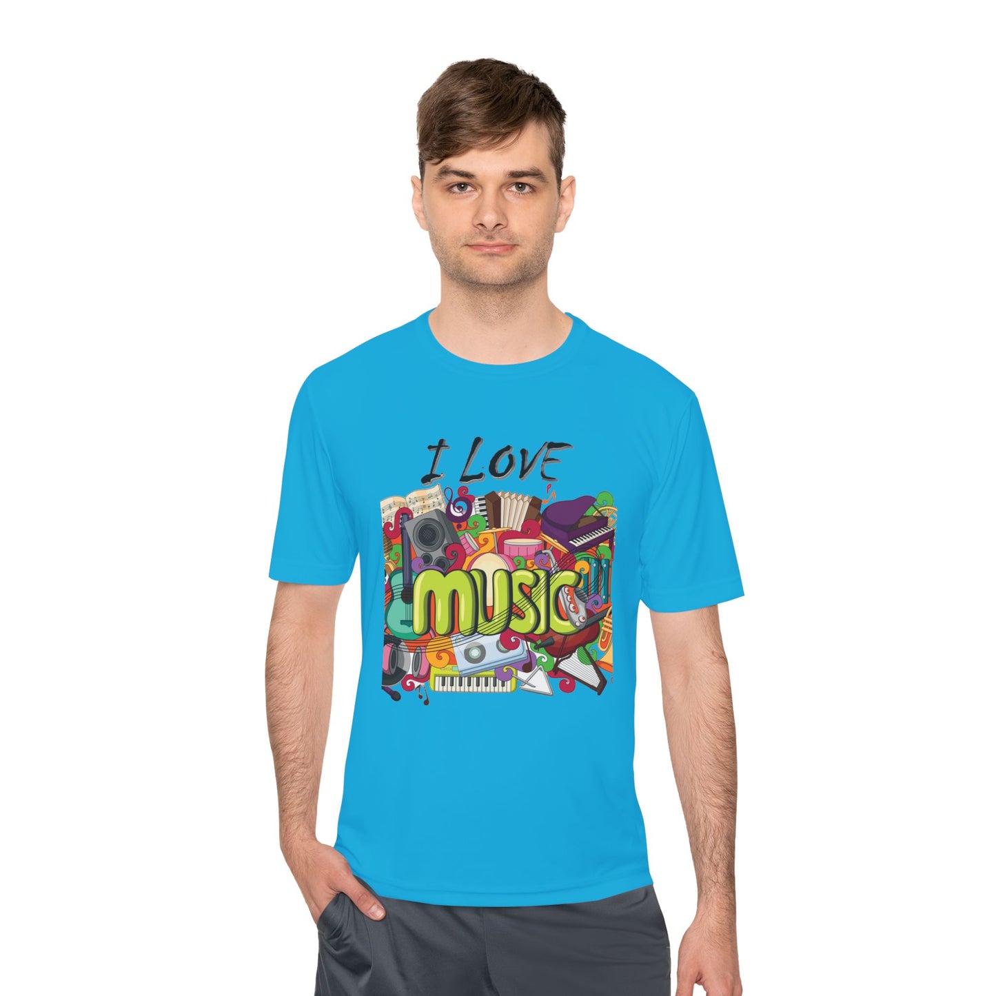 I Love Music- Unisex Moisture Wicking Tee