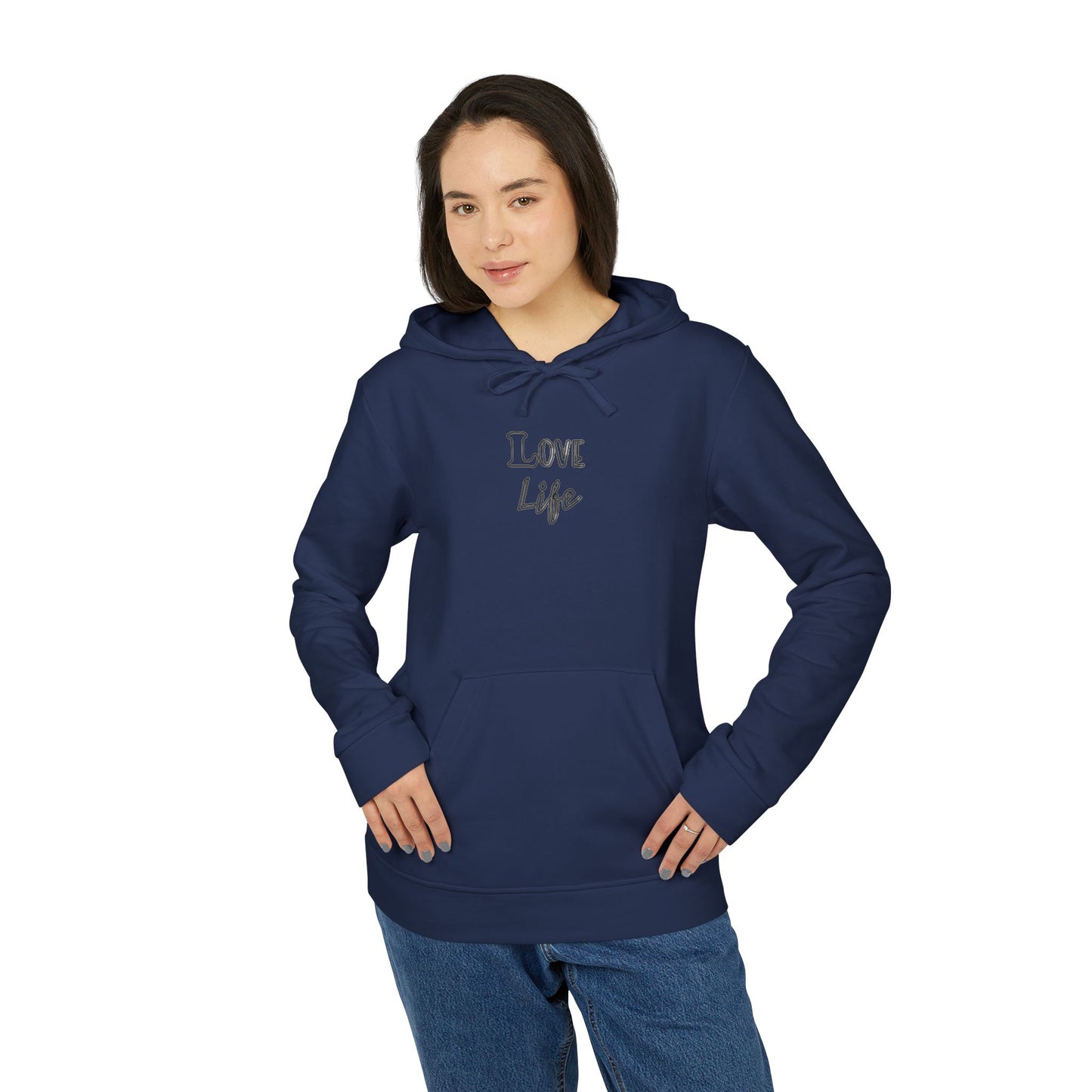 Love Life Plain Adidas Fleece Unisex Sweatshirt Hoodie, Warm Winter Outerwear, Comfy Pullover Jumper, Cozy Sweater Gift