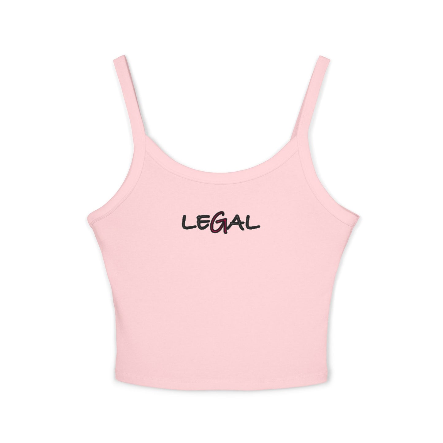 Legal White Ink Spaghetti Strap Tank Top - Women's Fashion Apparel, Summer Cami, Elegant Sleeveless Blouse, Casual Beachwear, Trendy Graphic