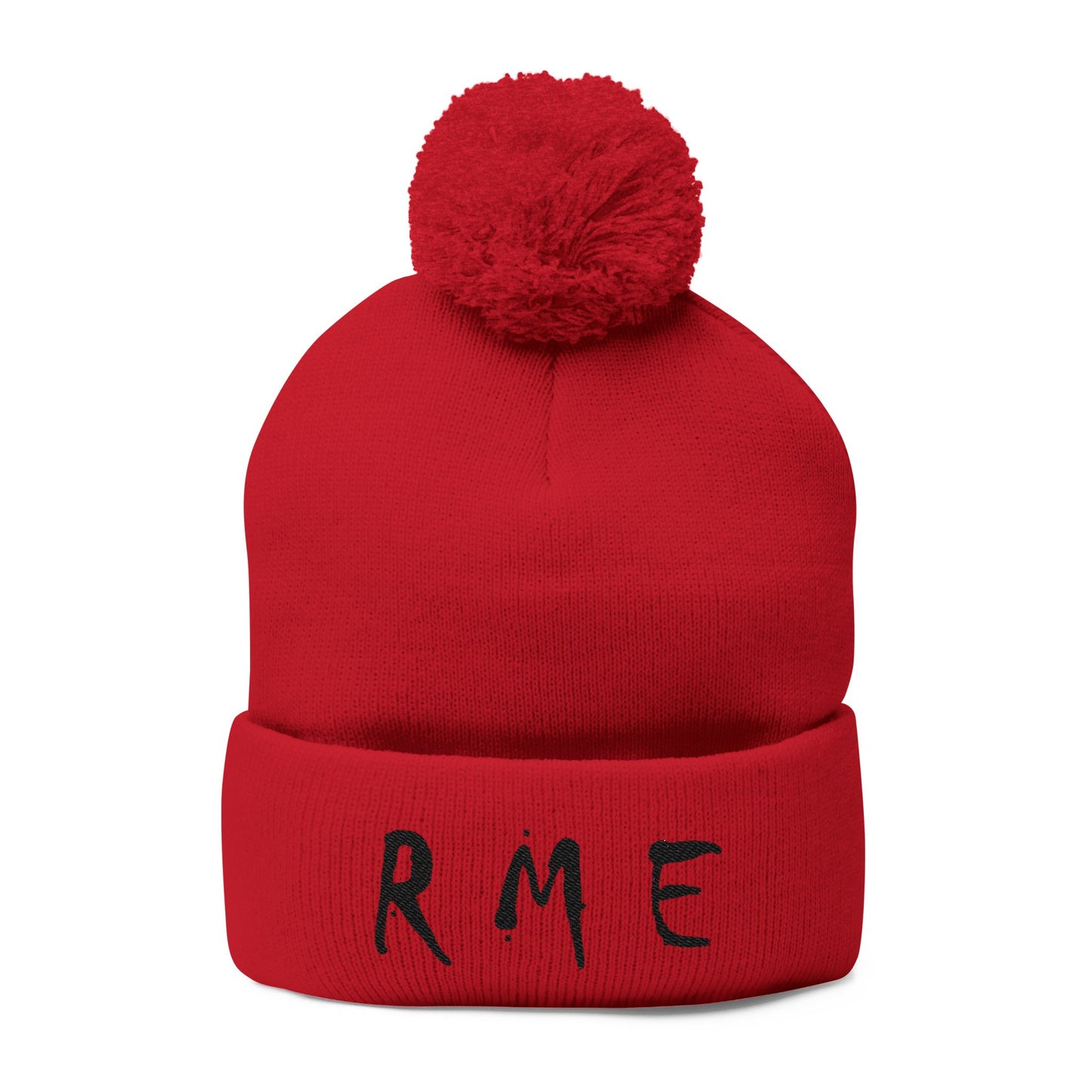Cozy RME Pom-Pom Knit Cap - Stylish Winter Beanie, Custom Embroidery, Perfect for Gifts, Warm Accessories, Christmas, Outdoor Adventures