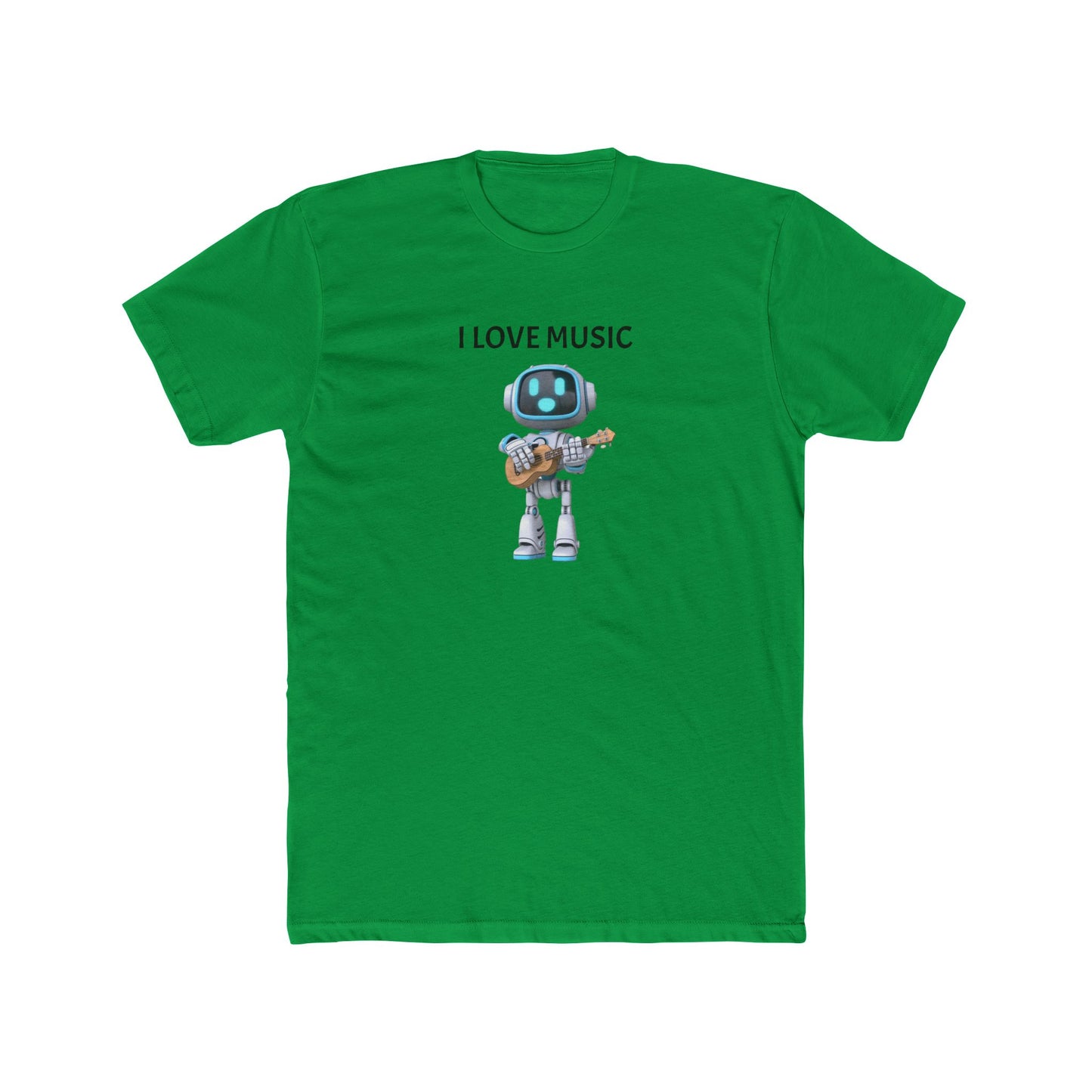 I Love Music Robot Man - Unisex Cotton Crew Tee