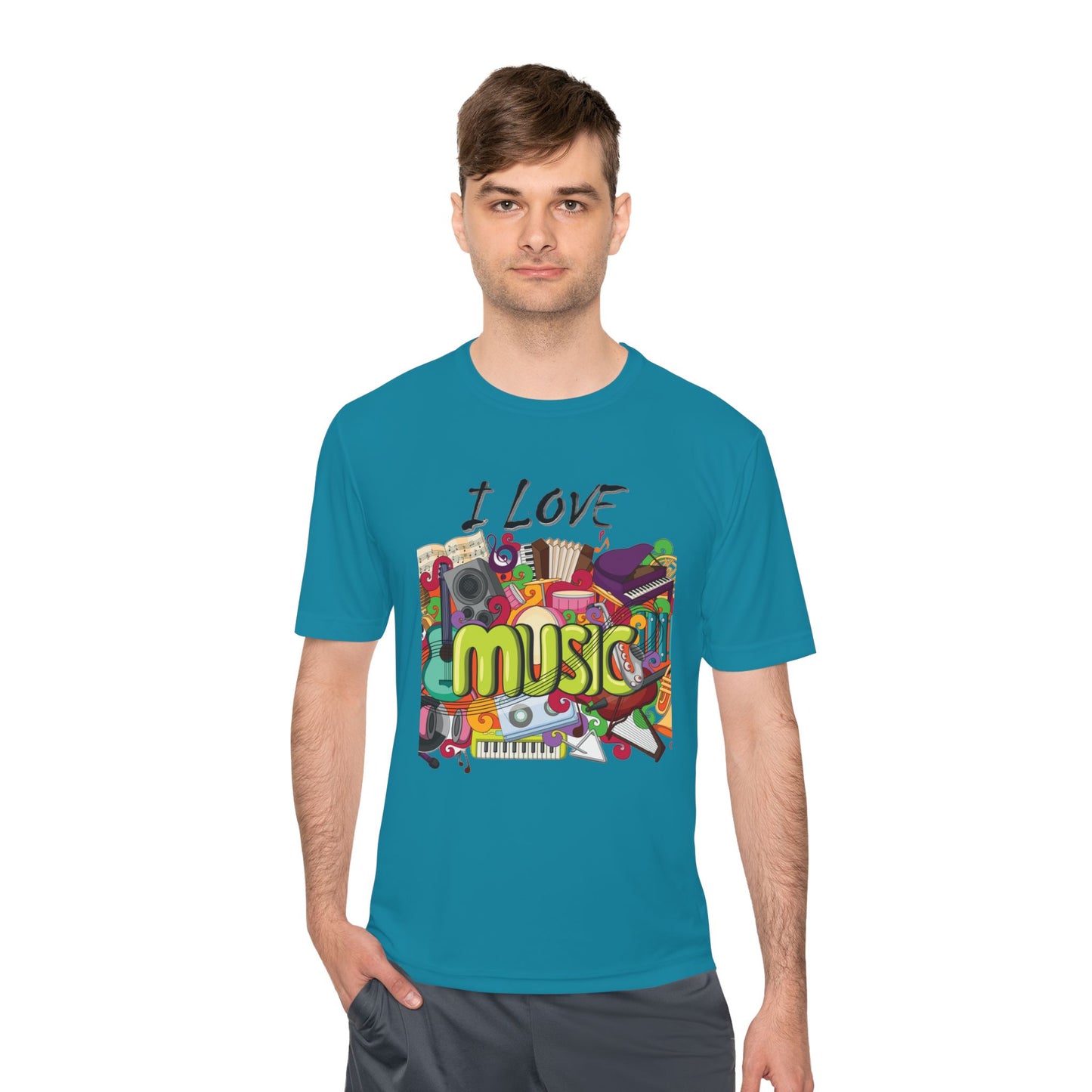 I Love Music- Unisex Moisture Wicking Tee