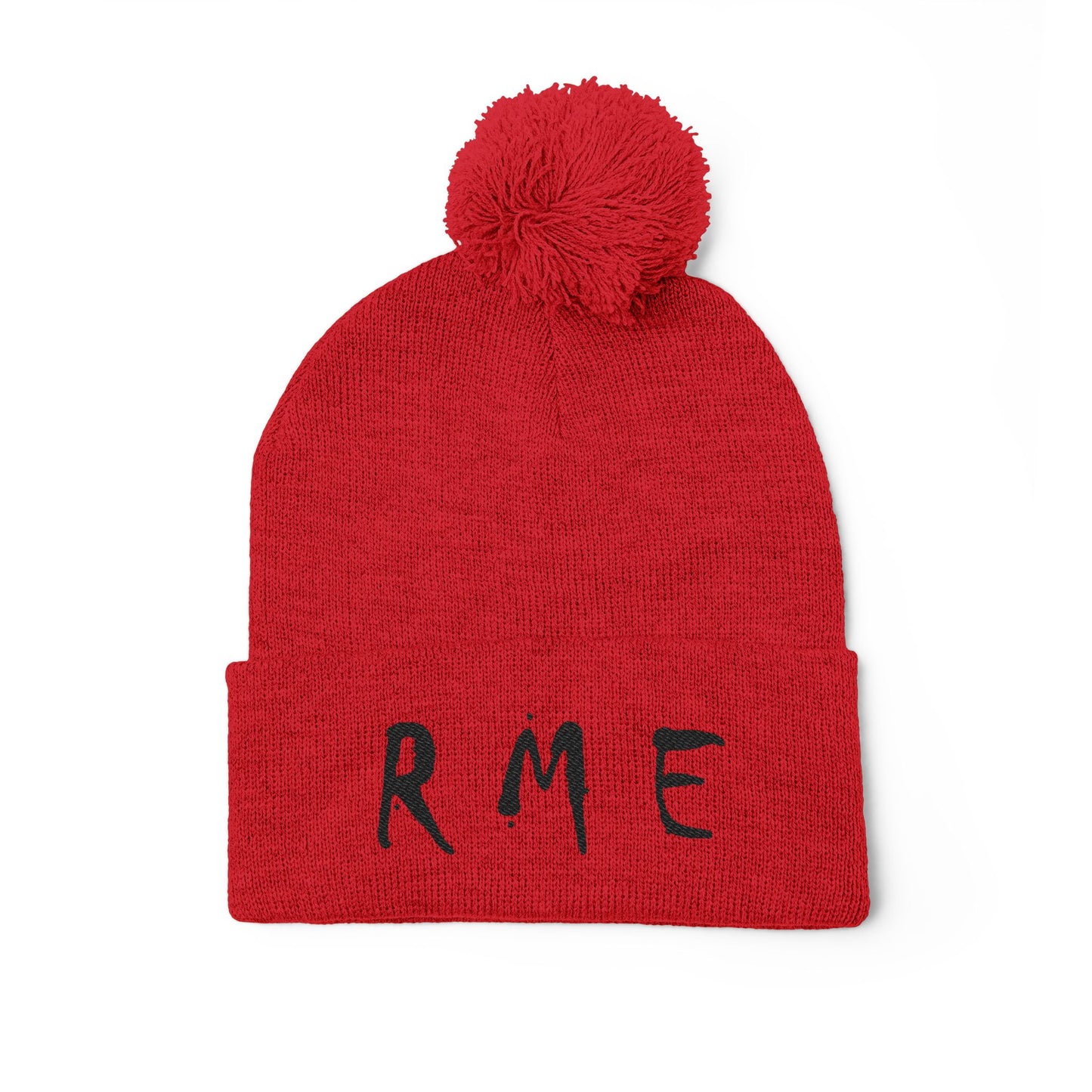 Cozy RME Pom-Pom Knit Cap - Stylish Winter Beanie, Custom Embroidery, Perfect for Gifts, Warm Accessories, Christmas, Outdoor Adventures