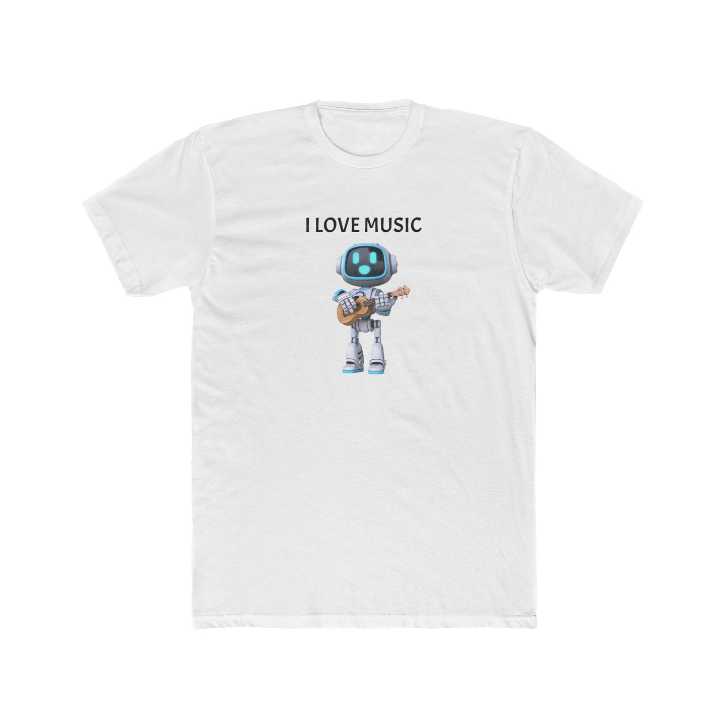 I Love Music Robot Man - Unisex Cotton Crew Tee