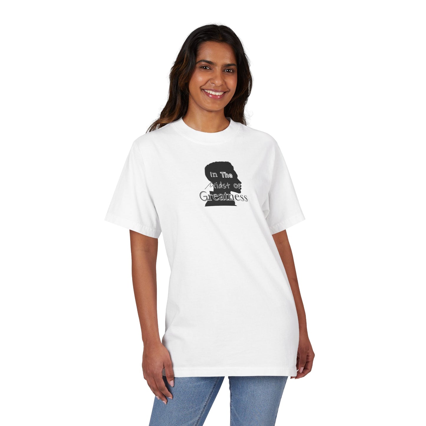 In The Midst Of Greatness Silhouette Tee, Unisex Drop-Shoulder Top, Graphic Shirt, Inspirational Clothing, Vintage Feel Apparel