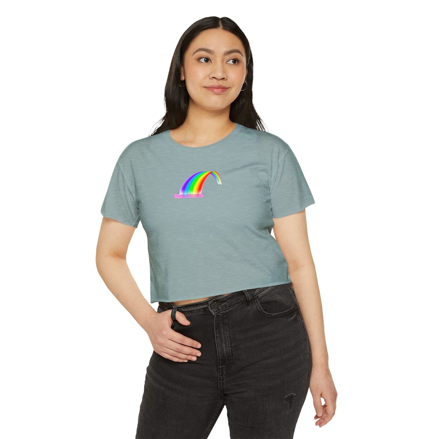 Vibrant Rainbow Women's Festival Crop Top, LGBTQ Pride Shirt, Summer Concert Tee, Boho Chic Clothing, Cute Graphic Top