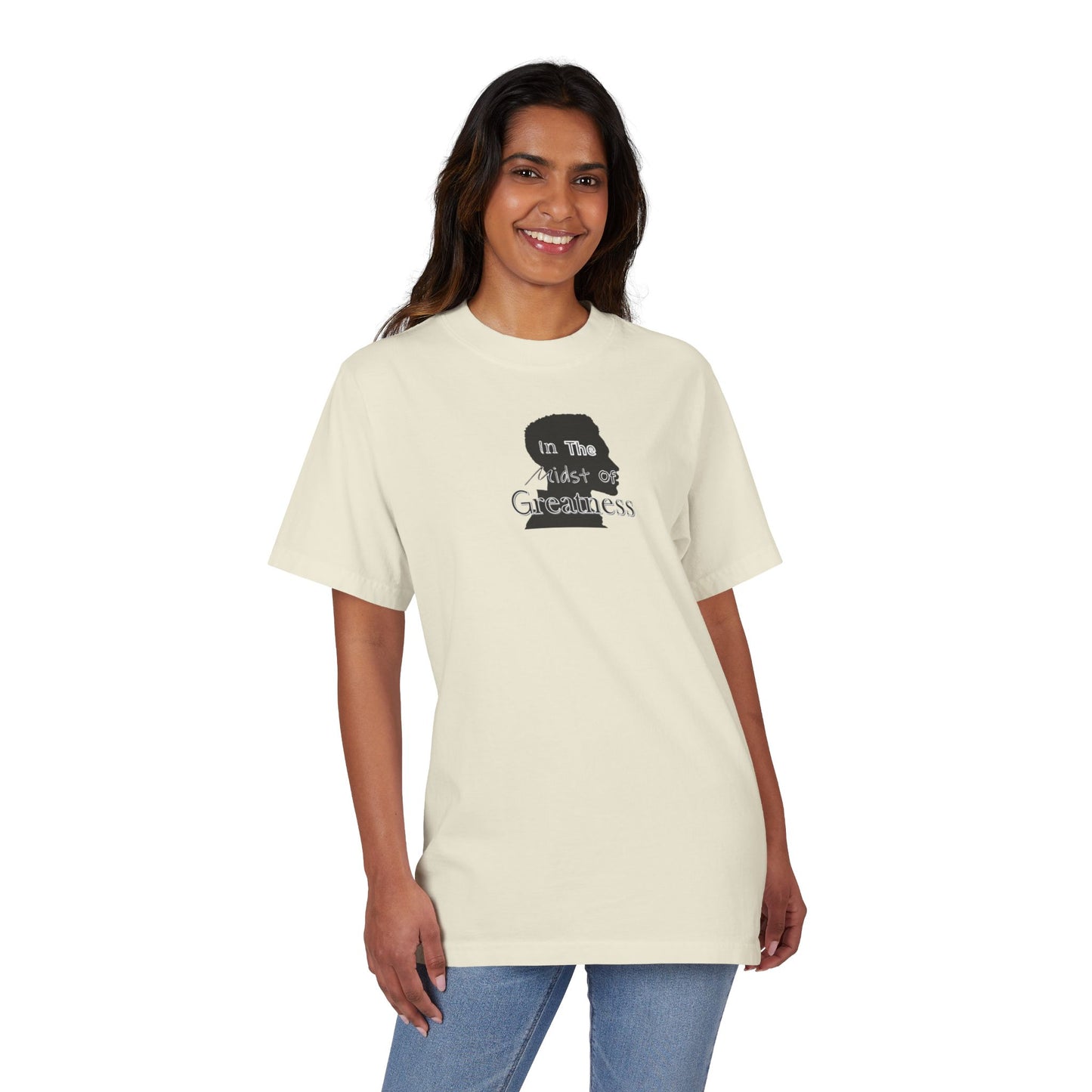 In The Midst Of Greatness Silhouette Tee, Unisex Drop-Shoulder Top, Graphic Shirt, Inspirational Clothing, Vintage Feel Apparel