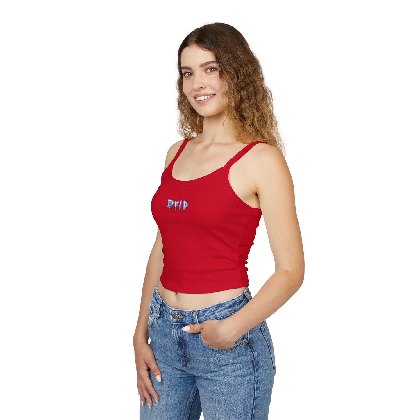 Drip - Women's Spaghetti Strap Tank Top with Cute Graphic, Summer Sleeveless Top, Casual Wear, Beach Outfit, Gift for Friends