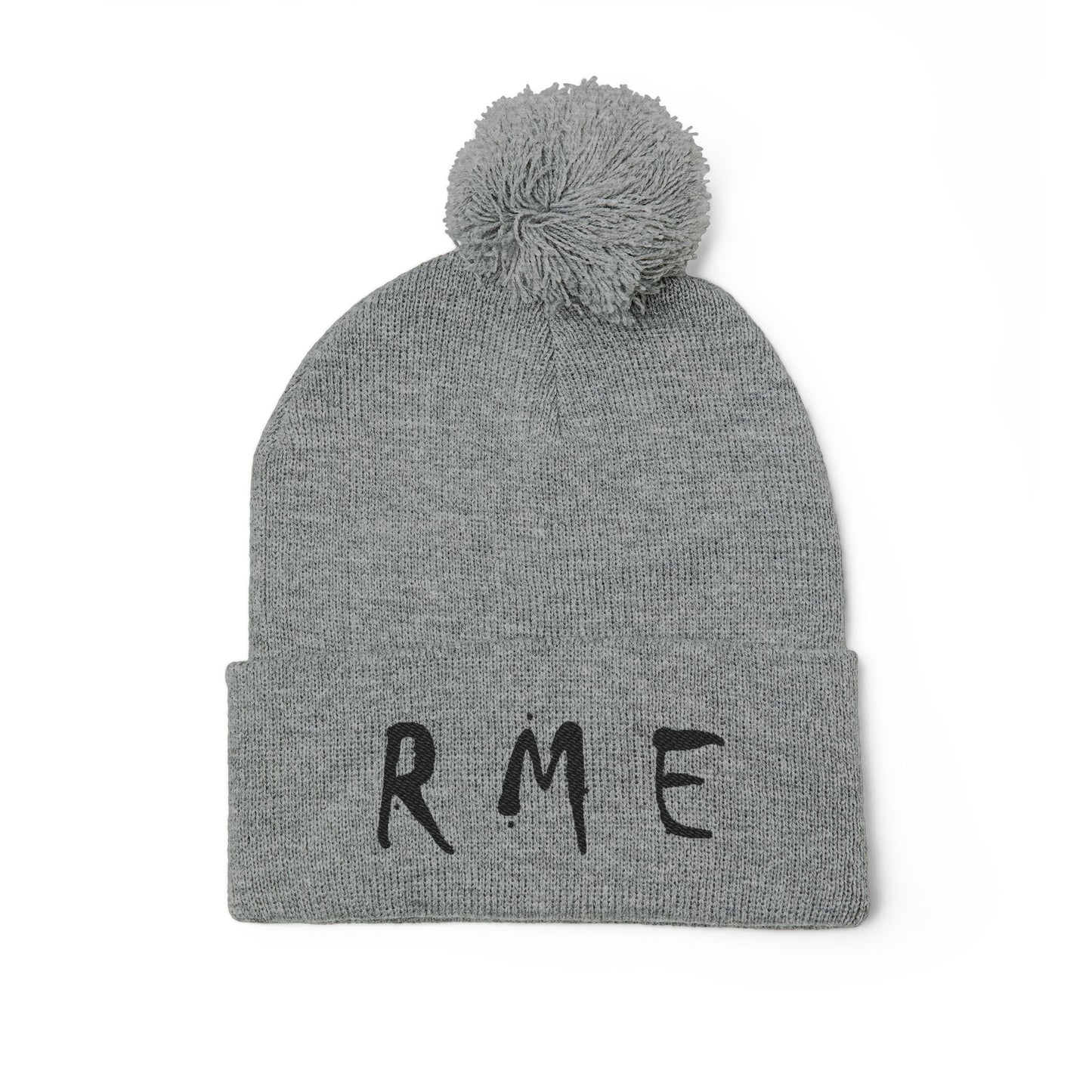 Cozy RME Pom-Pom Knit Cap - Stylish Winter Beanie, Custom Embroidery, Perfect for Gifts, Warm Accessories, Christmas, Outdoor Adventures
