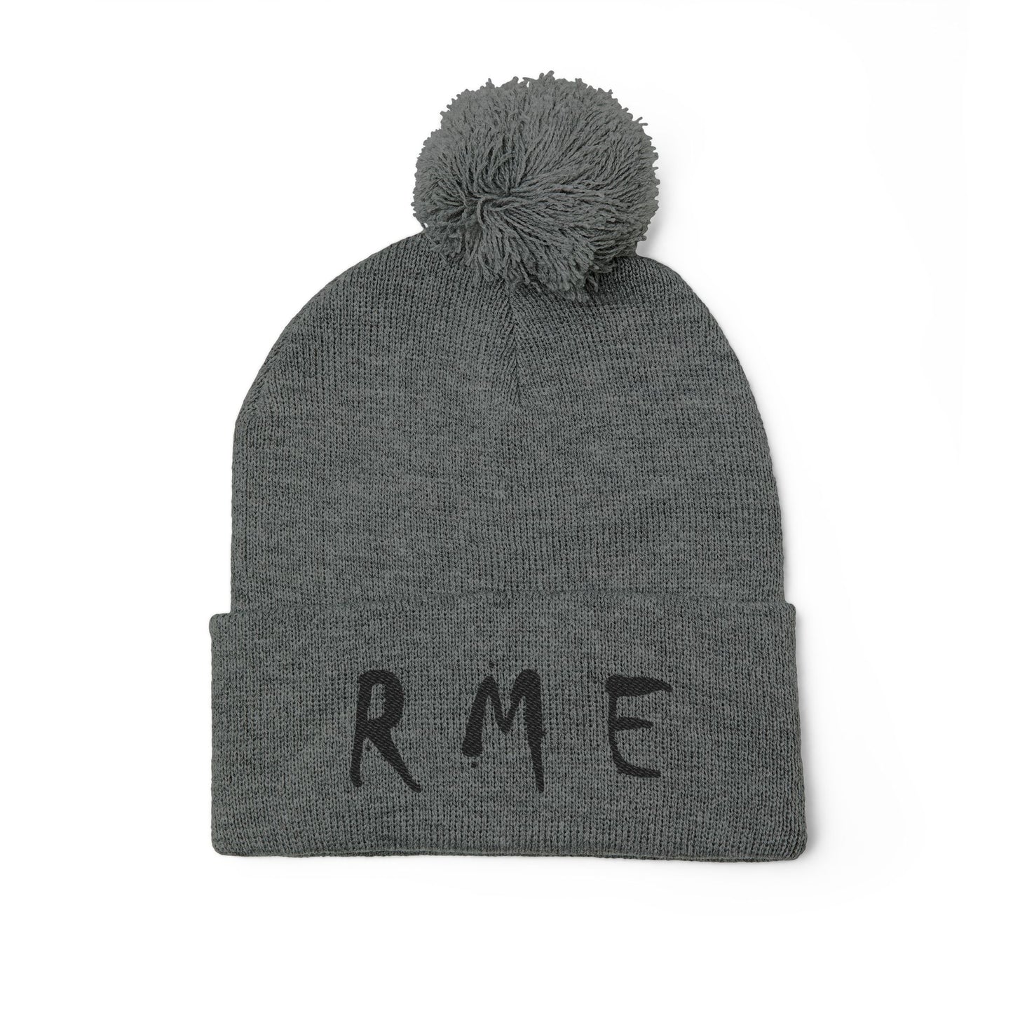 Cozy RME Pom-Pom Knit Cap - Stylish Winter Beanie, Custom Embroidery, Perfect for Gifts, Warm Accessories, Christmas, Outdoor Adventures