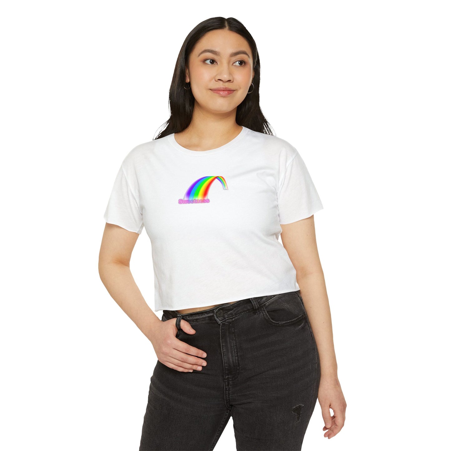 Vibrant Rainbow Women's Festival Crop Top, LGBTQ Pride Shirt, Summer Concert Tee, Boho Chic Clothing, Cute Graphic Top