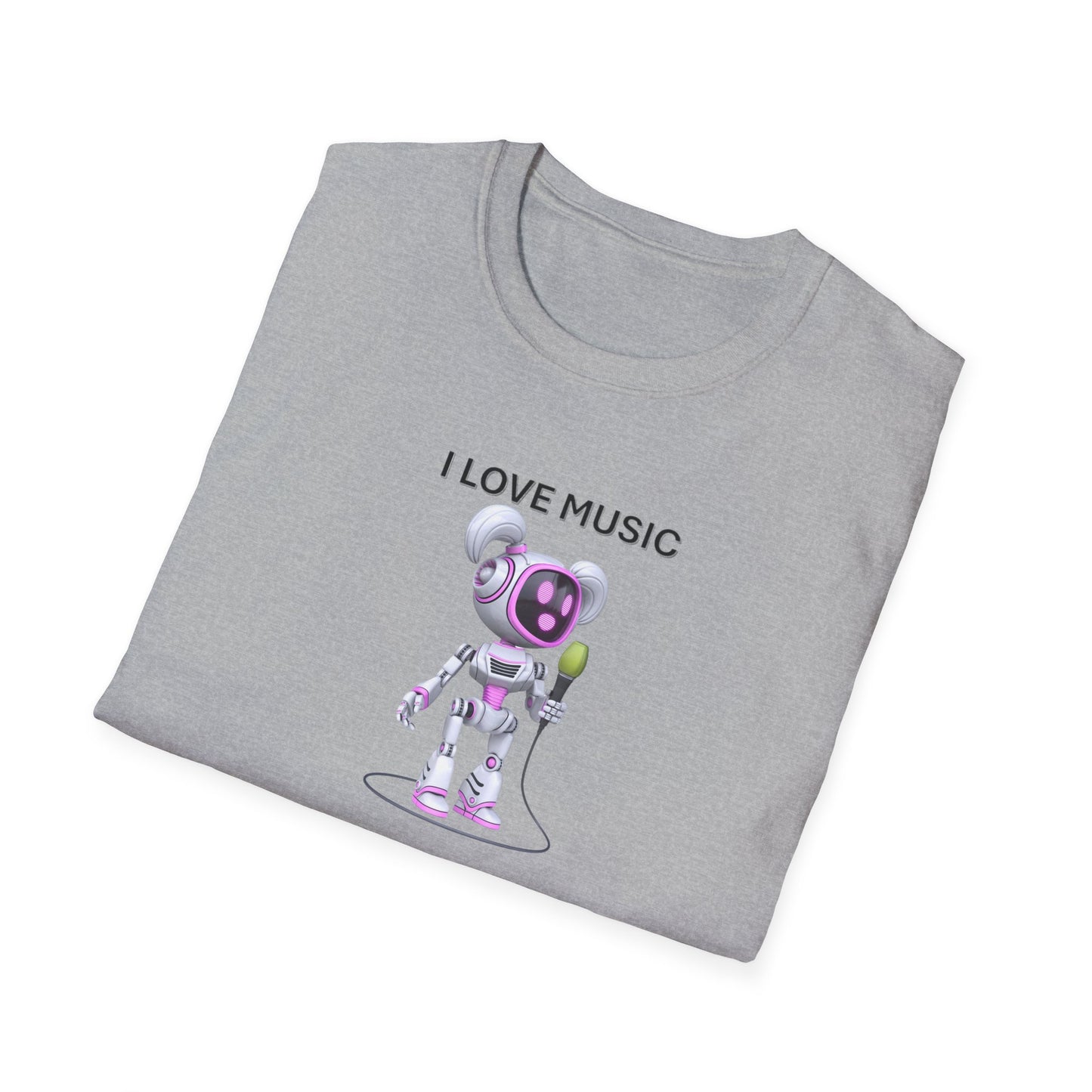 I Love Music Robot Woman - Unisex Soft style T-Shirt