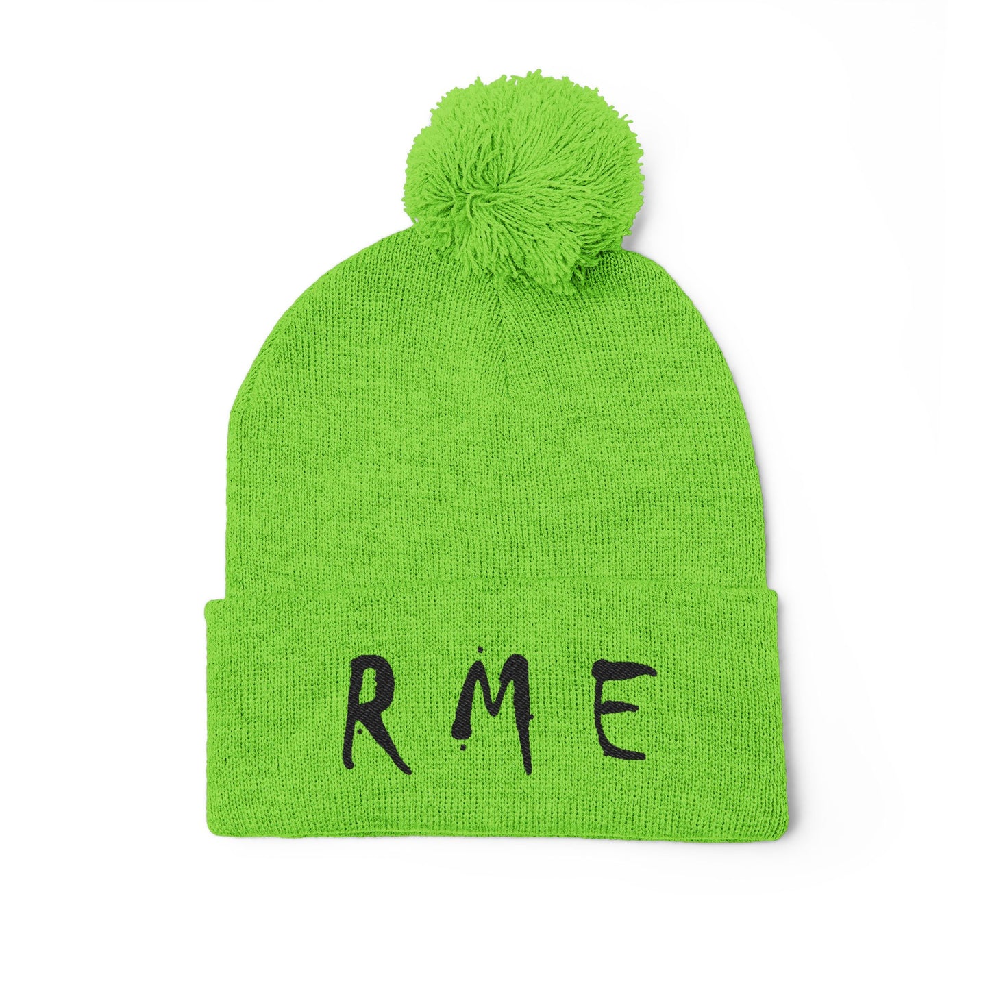 Cozy RME Pom-Pom Knit Cap - Stylish Winter Beanie, Custom Embroidery, Perfect for Gifts, Warm Accessories, Christmas, Outdoor Adventures