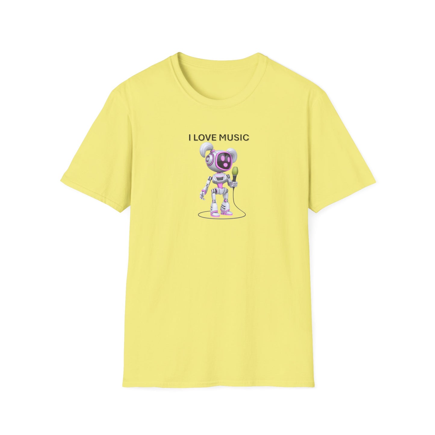 I Love Music Robot Woman - Unisex Soft style T-Shirt