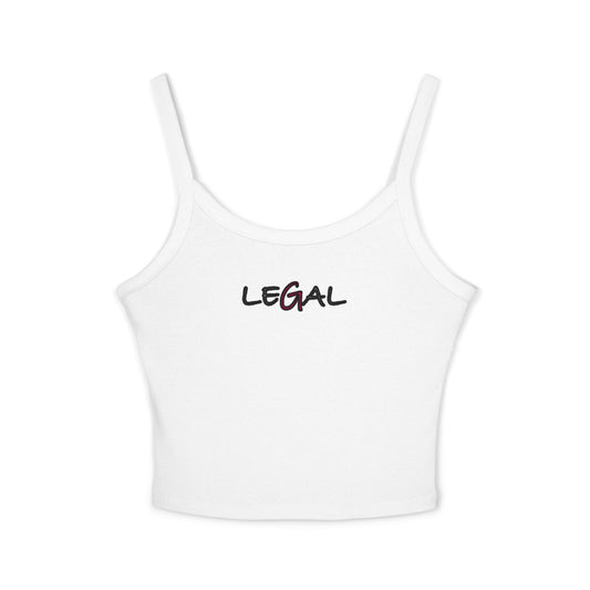 Legal White Ink Spaghetti Strap Tank Top - Women's Fashion Apparel, Summer Cami, Elegant Sleeveless Blouse, Casual Beachwear, Trendy Graphic