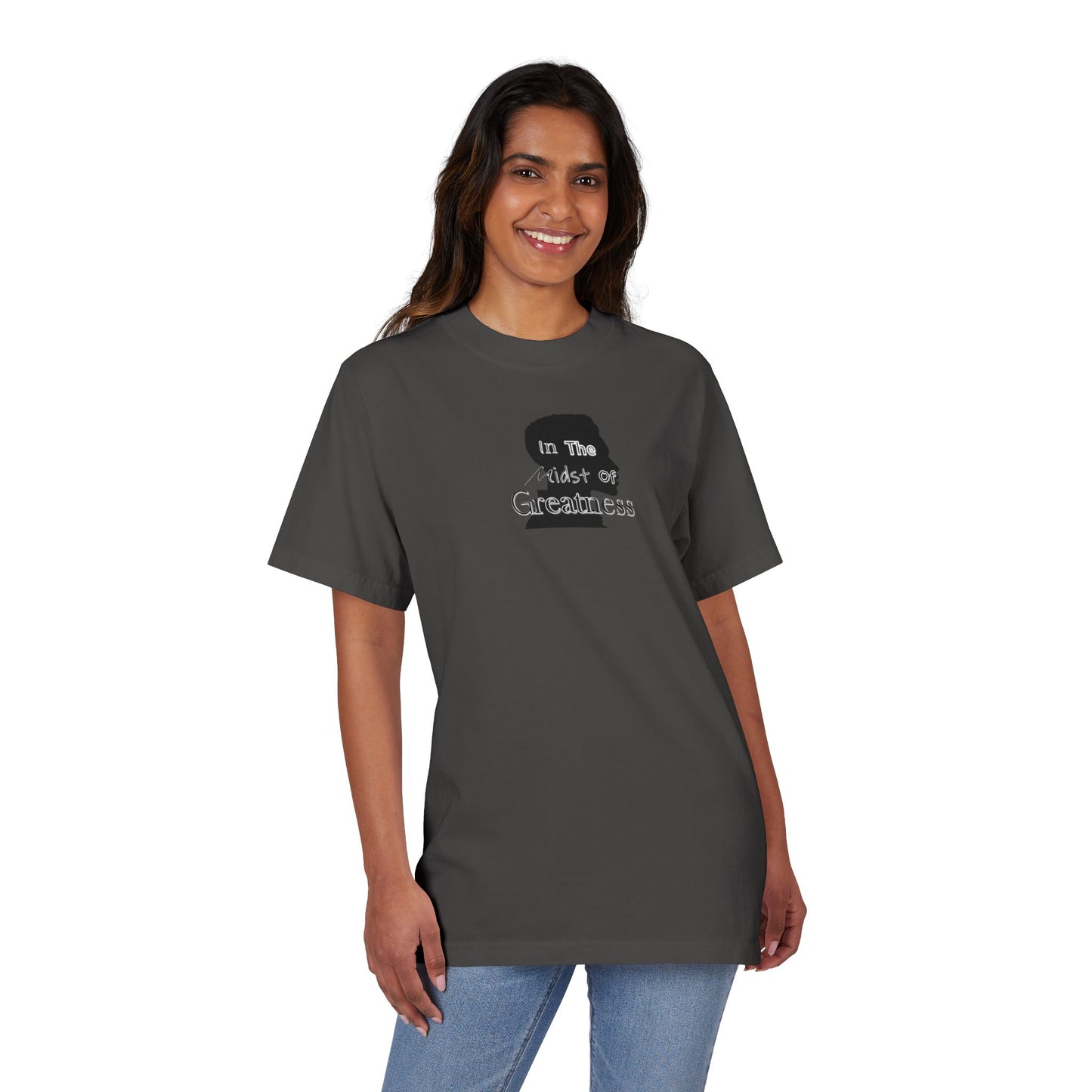 In The Midst Of Greatness Silhouette Tee, Unisex Drop-Shoulder Top, Graphic Shirt, Inspirational Clothing, Vintage Feel Apparel