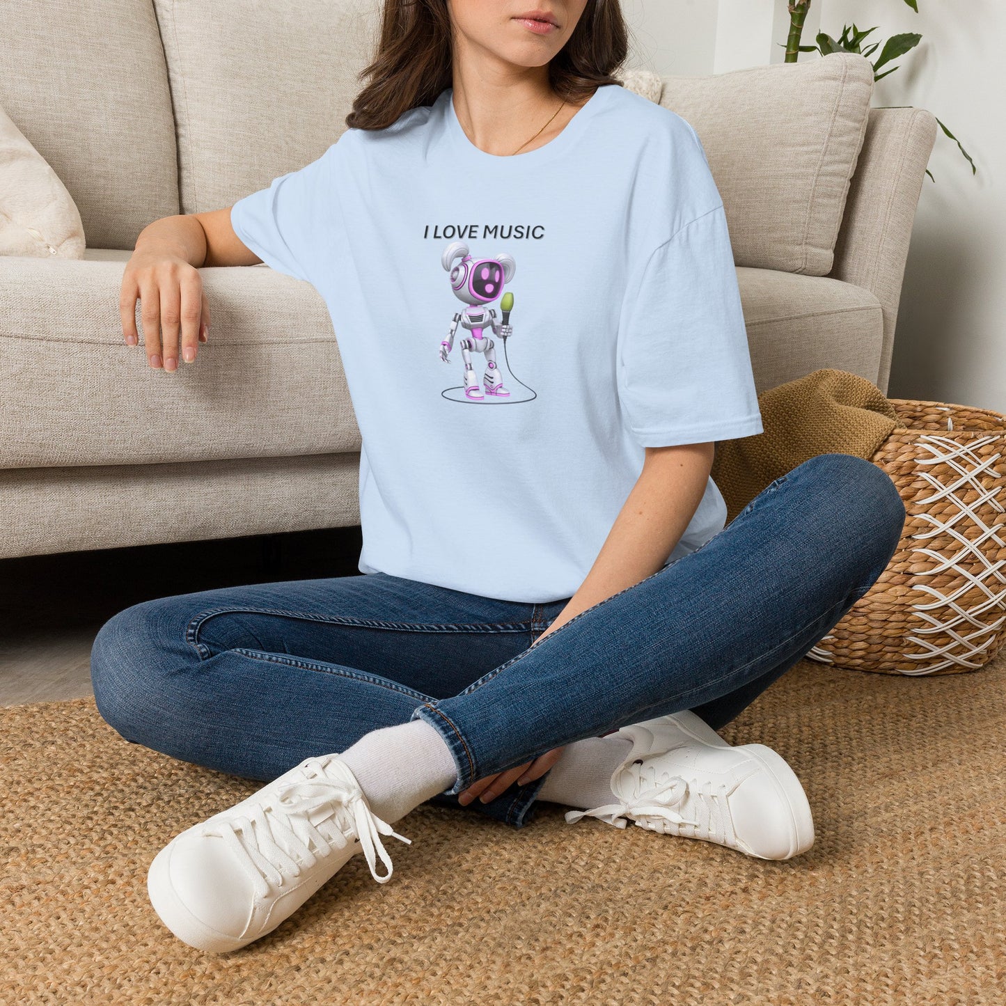I Love Music Robot Woman - Unisex Soft style T-Shirt