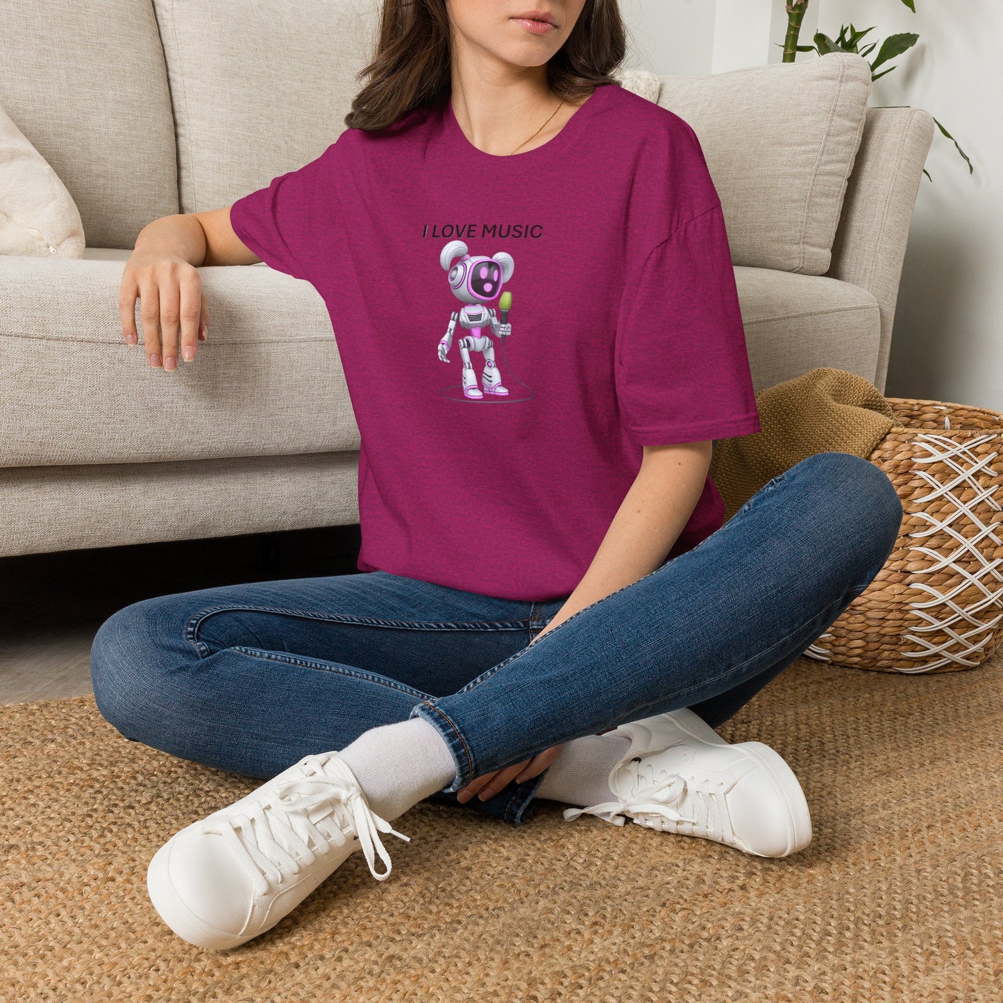 I Love Music Robot Woman - Unisex Soft style T-Shirt