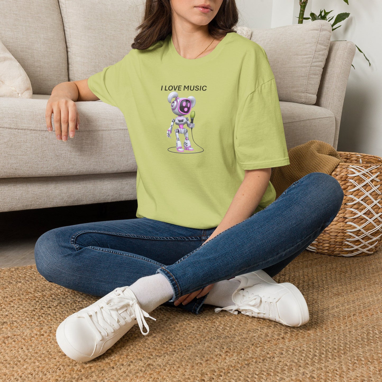 I Love Music Robot Woman - Unisex Soft style T-Shirt