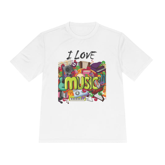 I Love Music- Unisex Moisture Wicking Tee