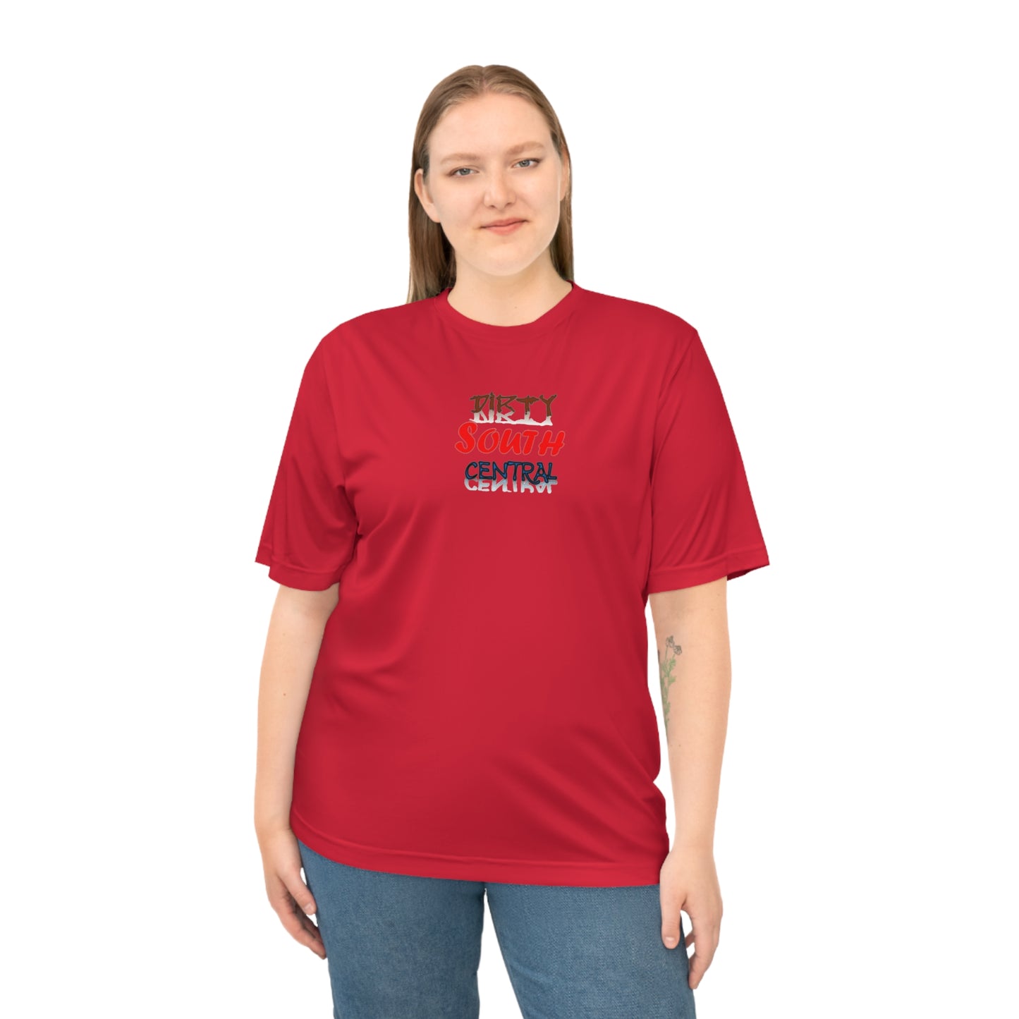 Dirty South Central Red Unisex Performance T-shirt | Casual Activewear Tee for Workout, Travel, Sports, Summer Style, Gift