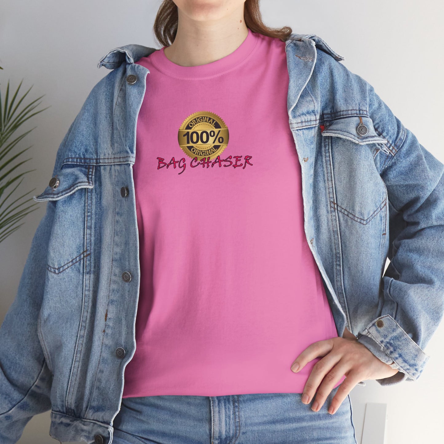 100% Bag Chaser Pink - Unisex Heavy Cotton Tee