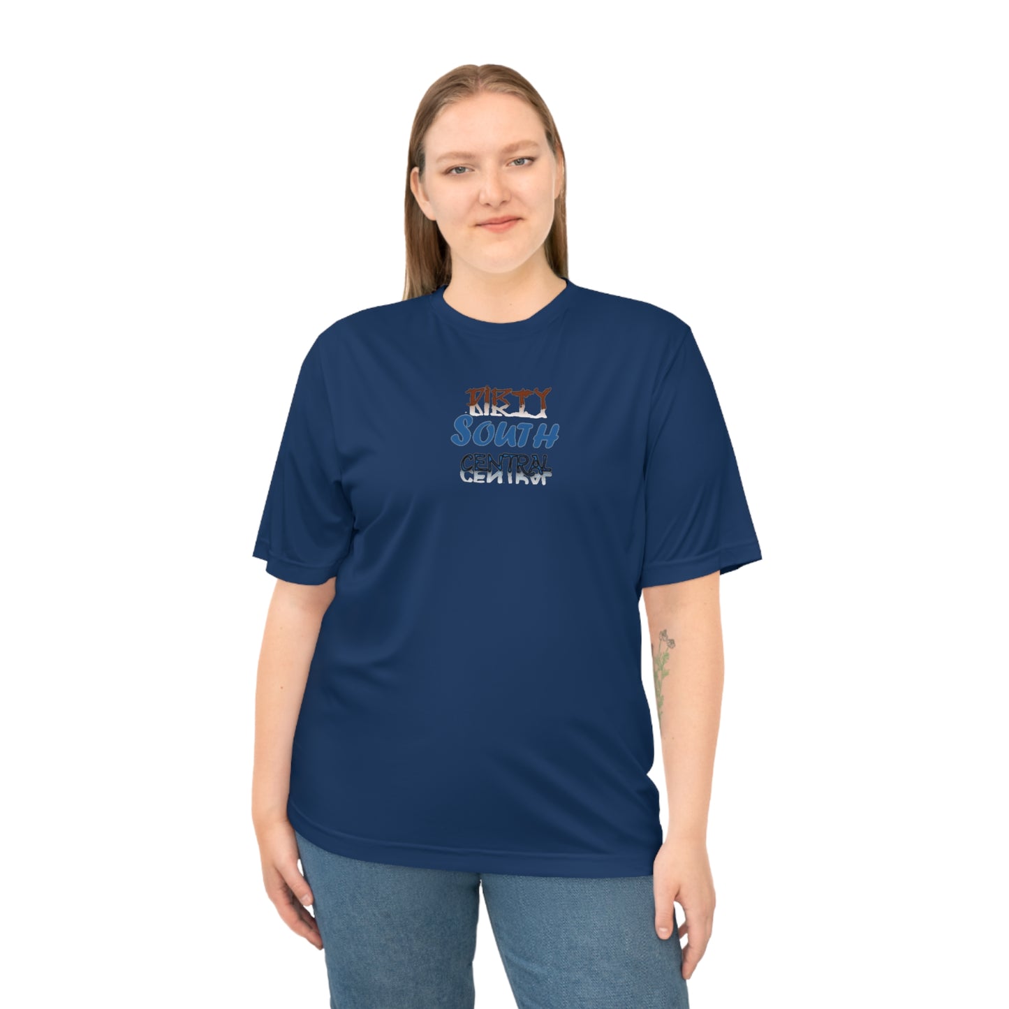 Dirty South Central Blue Unisex Performance T-shirt, Stylish Athletic Tee, Casual Wear, Sports Shirt, Gift for Music Lovers, Comfortable