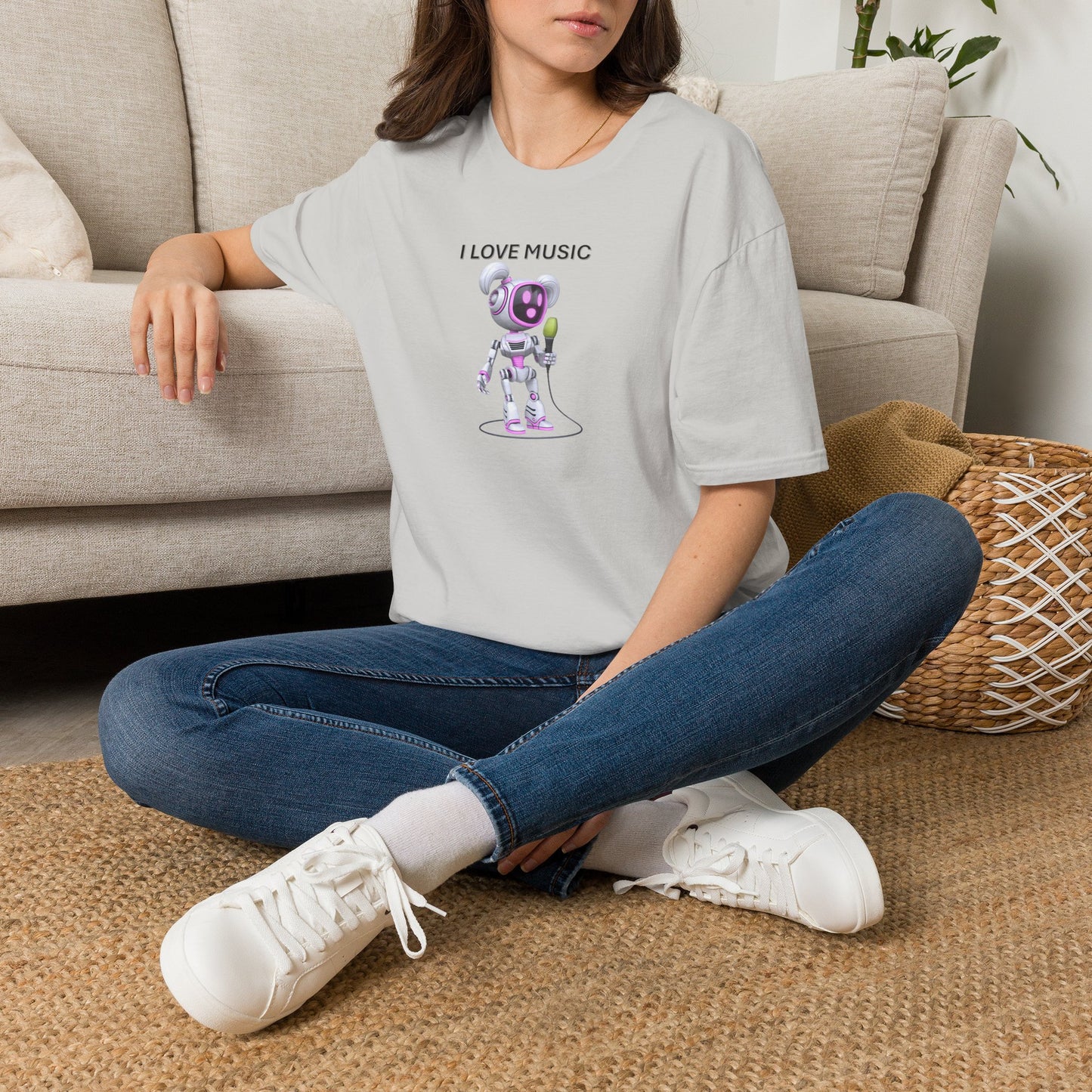 I Love Music Robot Woman - Unisex Soft style T-Shirt