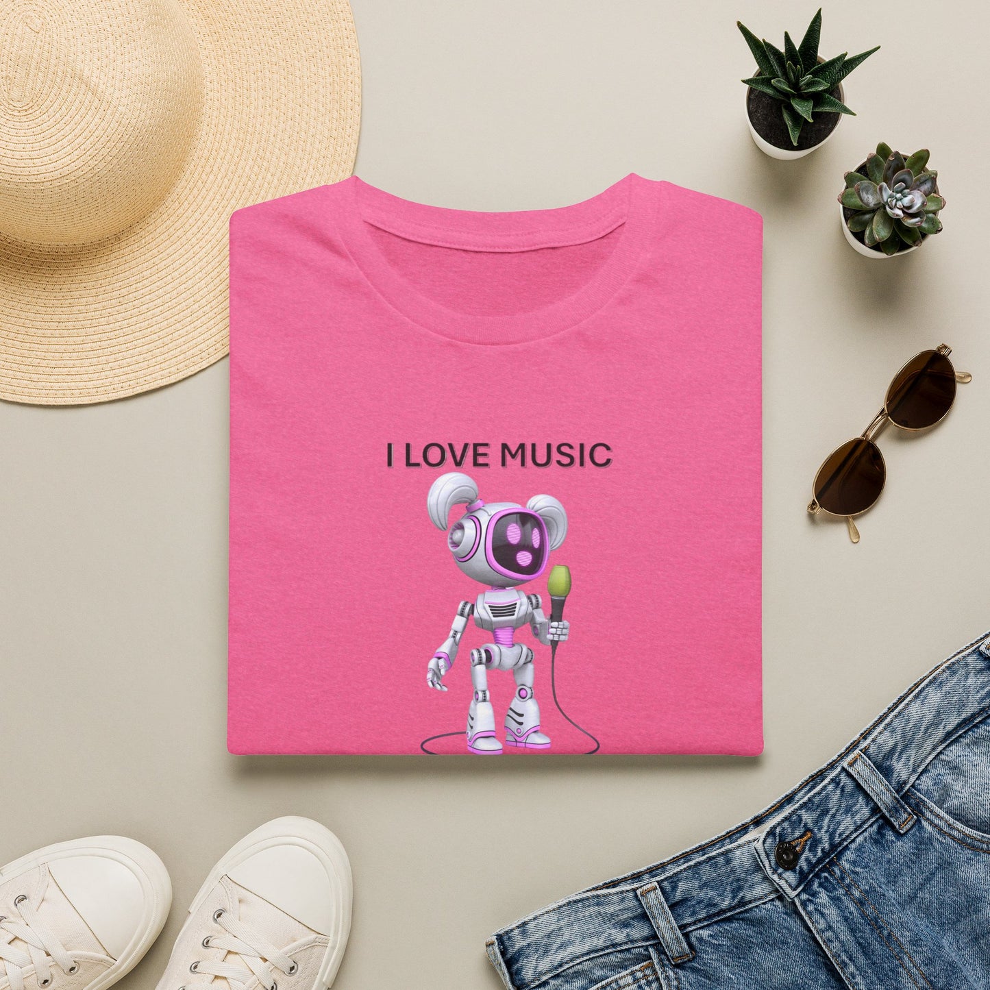 I Love Music Robot Woman - Unisex Soft style T-Shirt