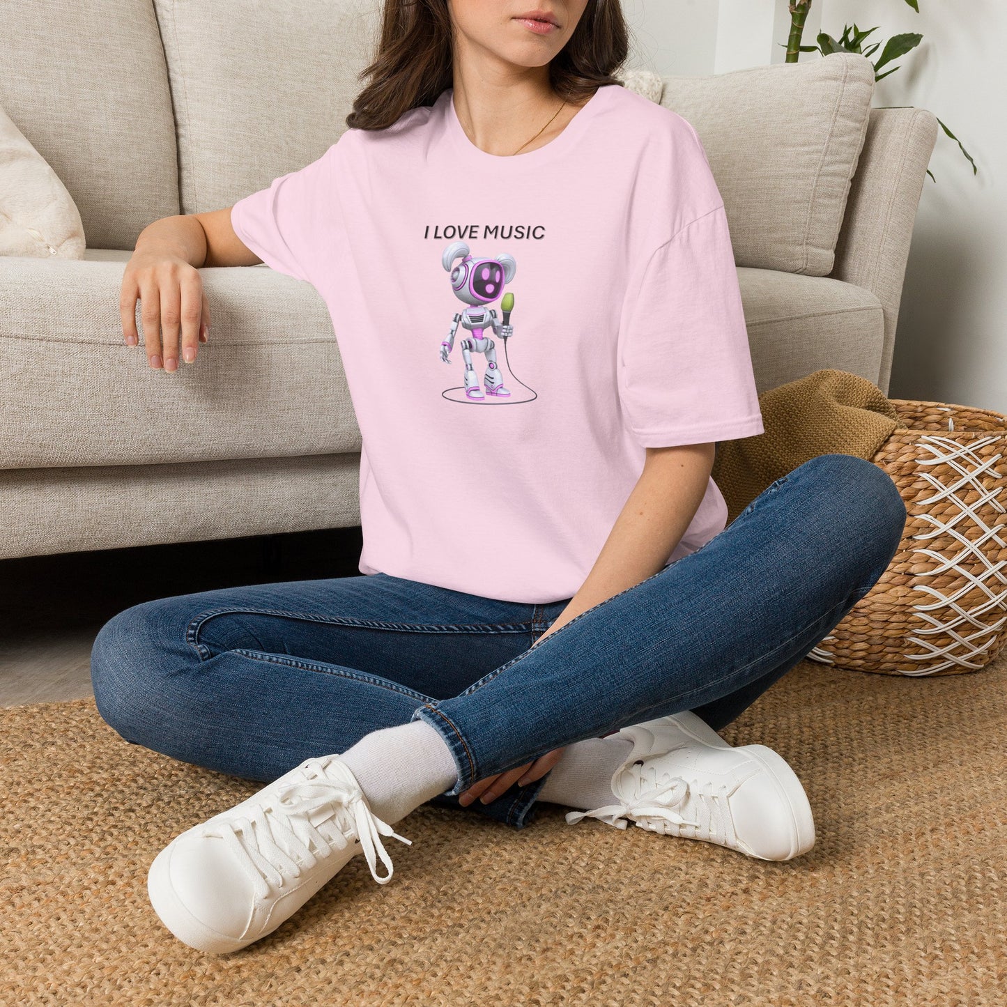 I Love Music Robot Woman - Unisex Soft style T-Shirt