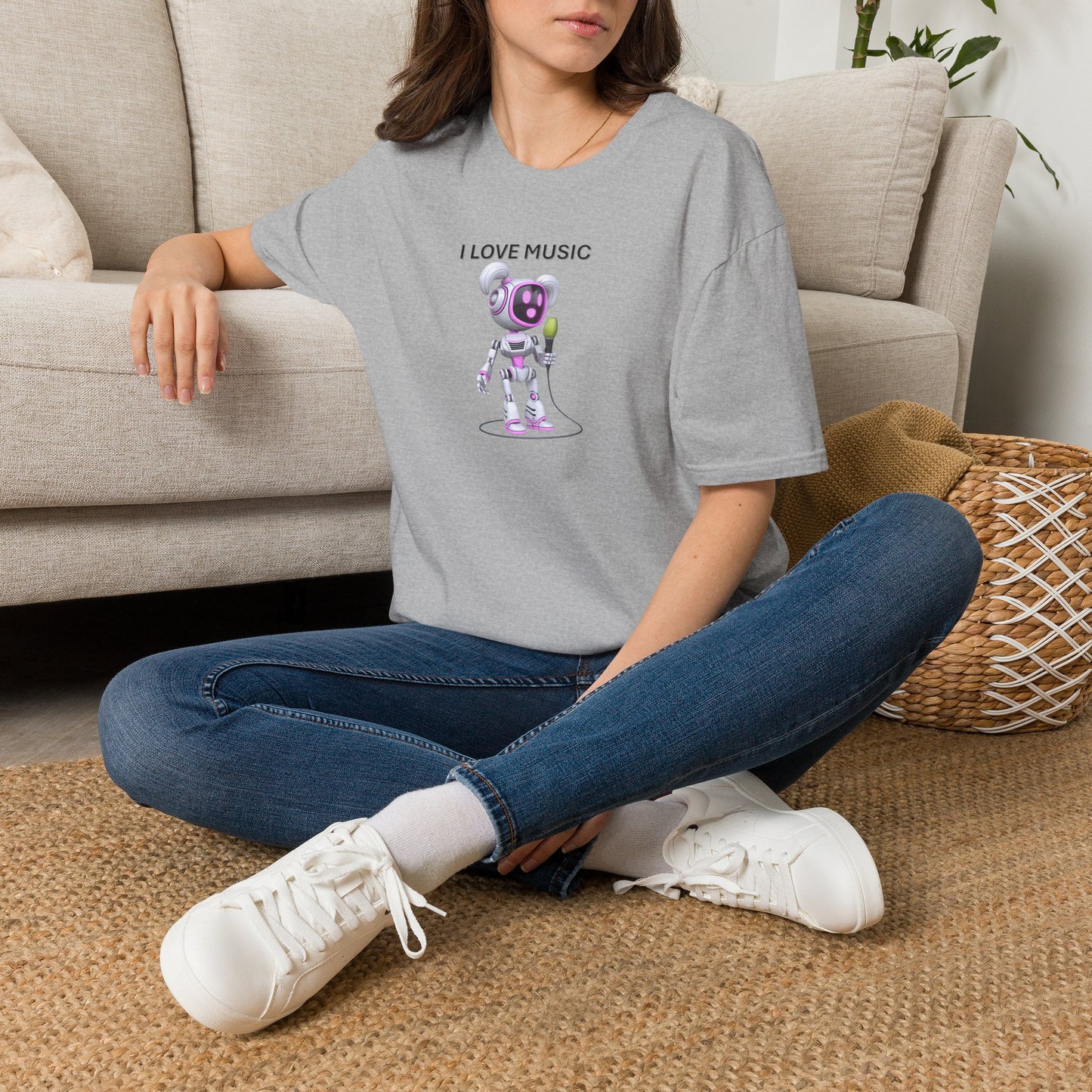 I Love Music Robot Woman - Unisex Soft style T-Shirt